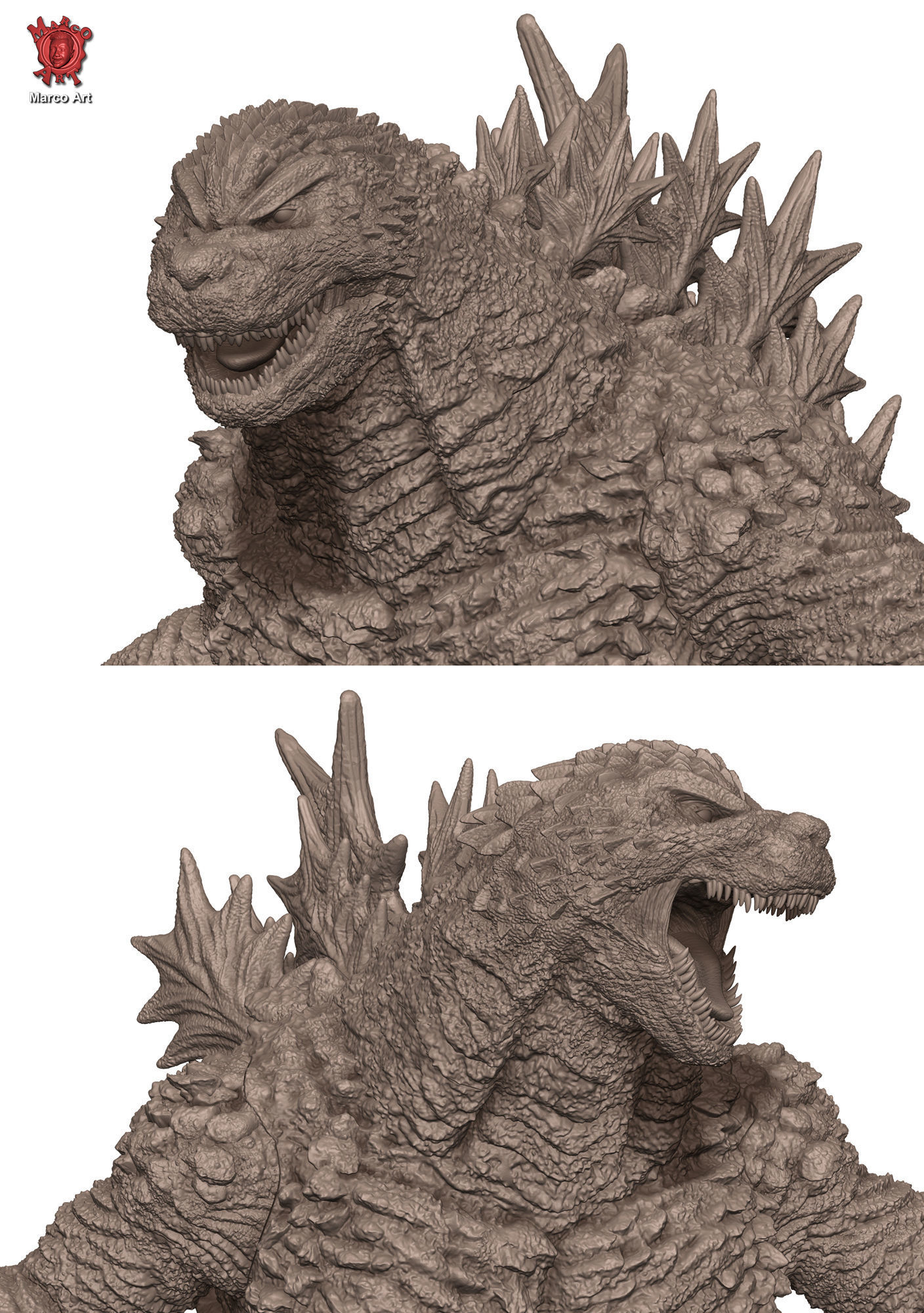 Godzilla 3D stl file 3D print model_3