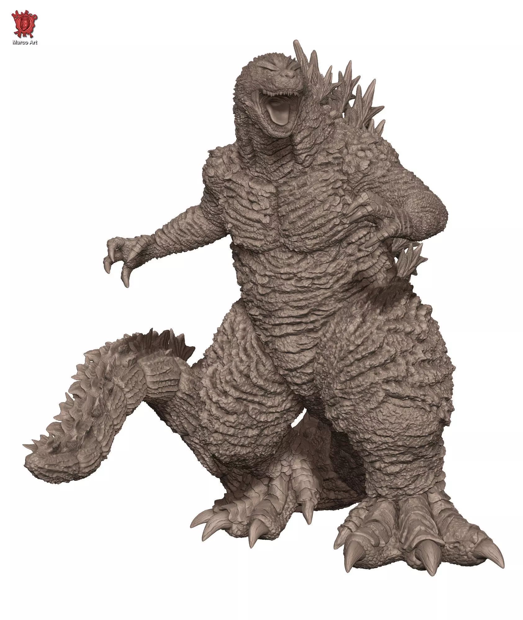 Godzilla 3D stl file 3D print model_0
