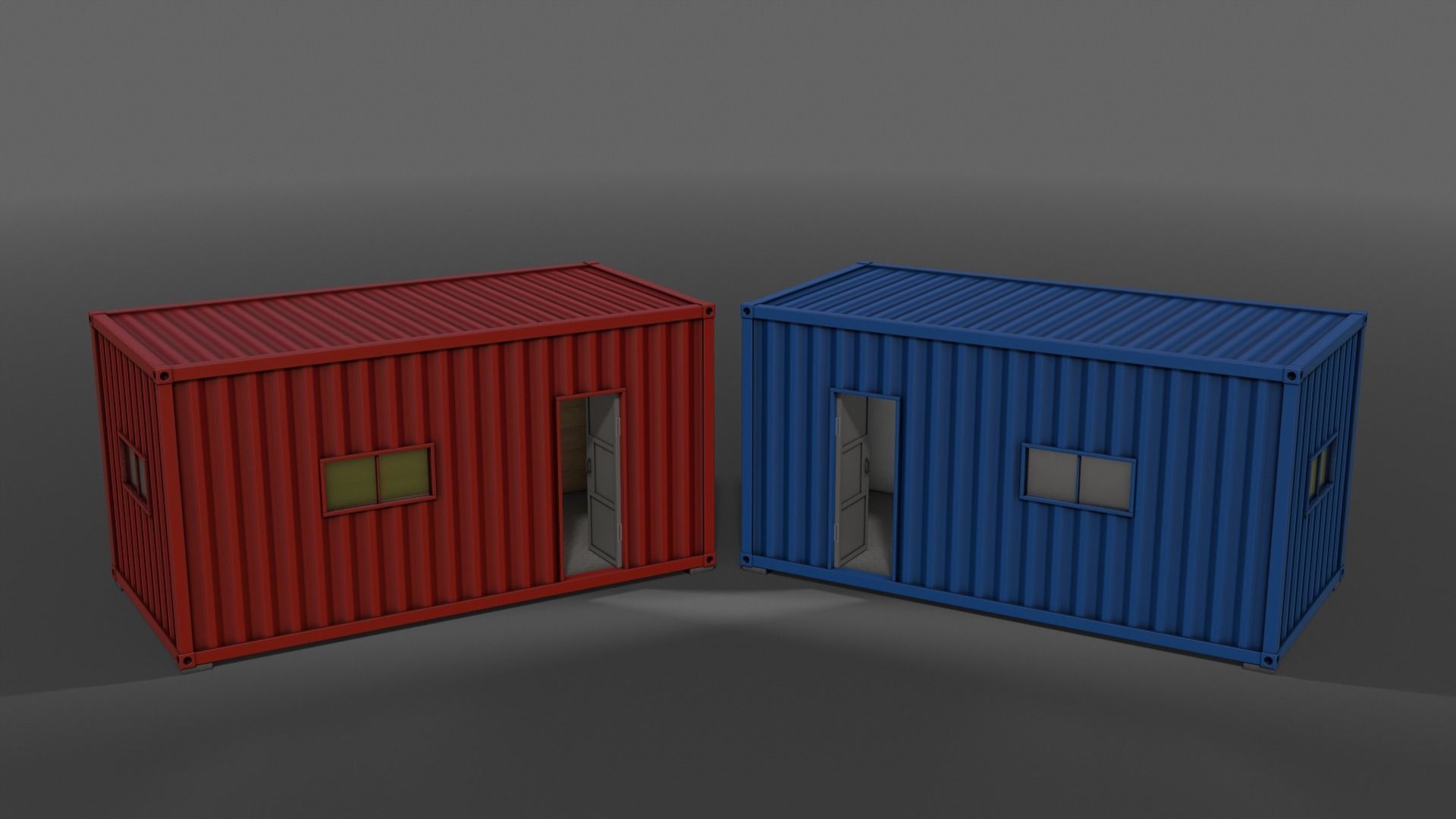 PBR Container House AA 20ft V1 Low-poly 3D model_5