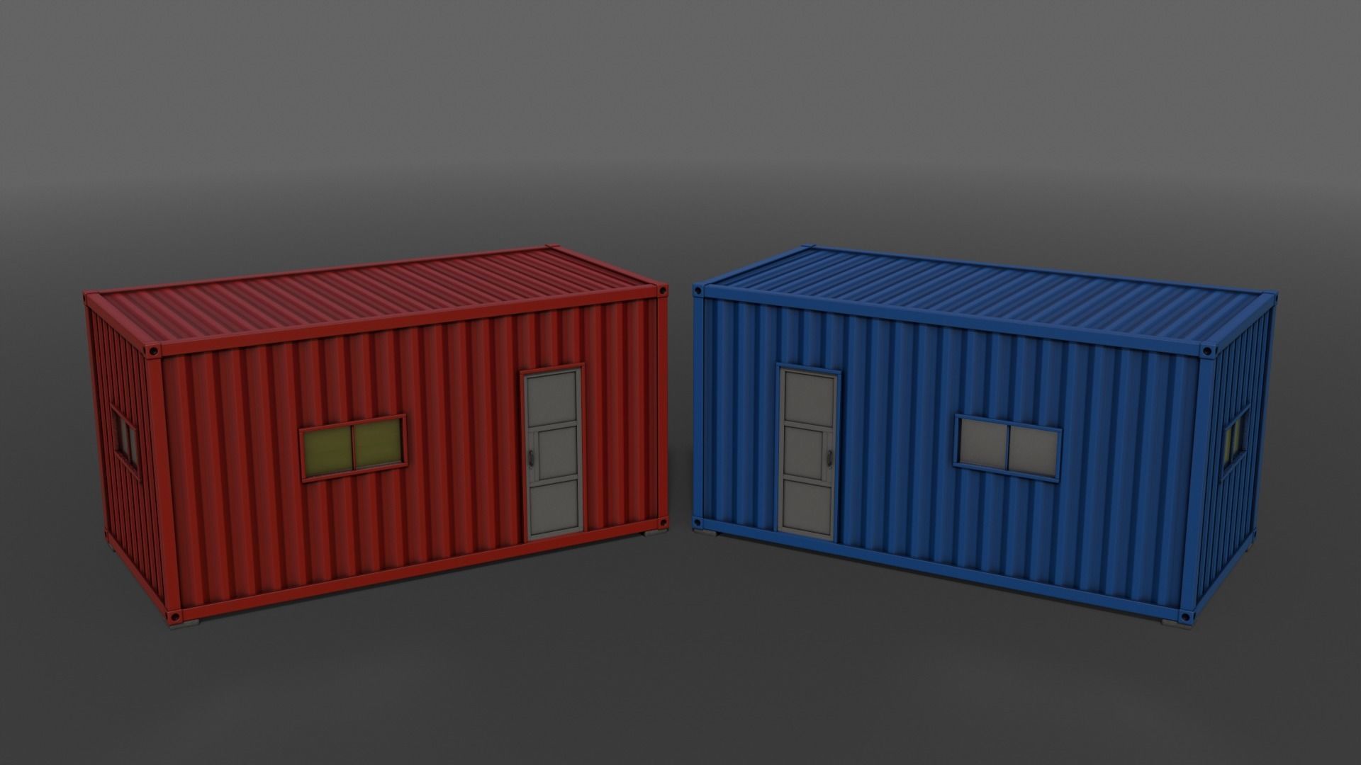 PBR Container House AA 20ft V1 Low-poly 3D model_4