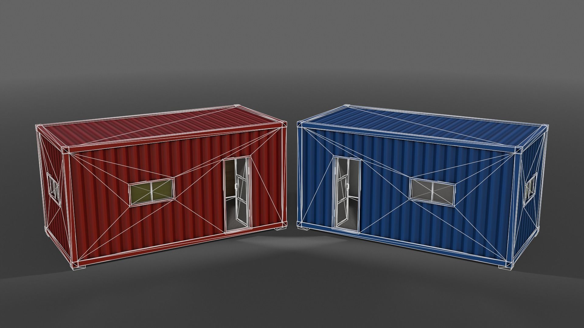 PBR Container House AA 20ft V1 Low-poly 3D model_6