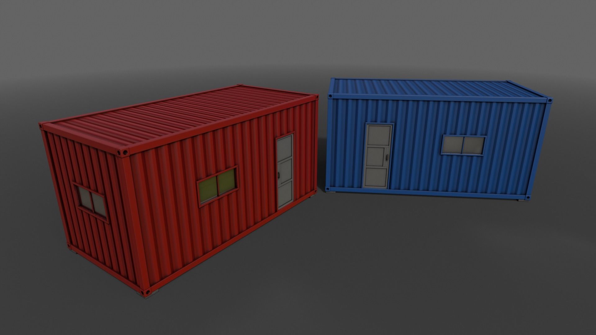 PBR Container House AA 20ft V1 Low-poly 3D model_7