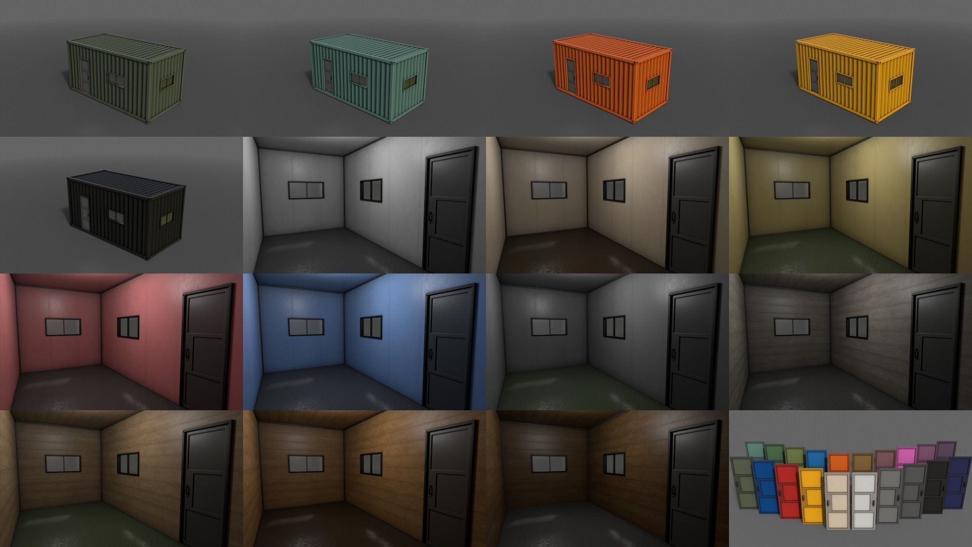 PBR Container House AA 20ft V1 Low-poly 3D model_3