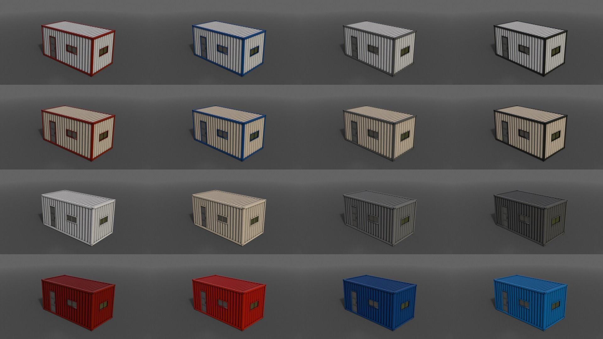 PBR Container House AA 20ft V1 Low-poly 3D model_2
