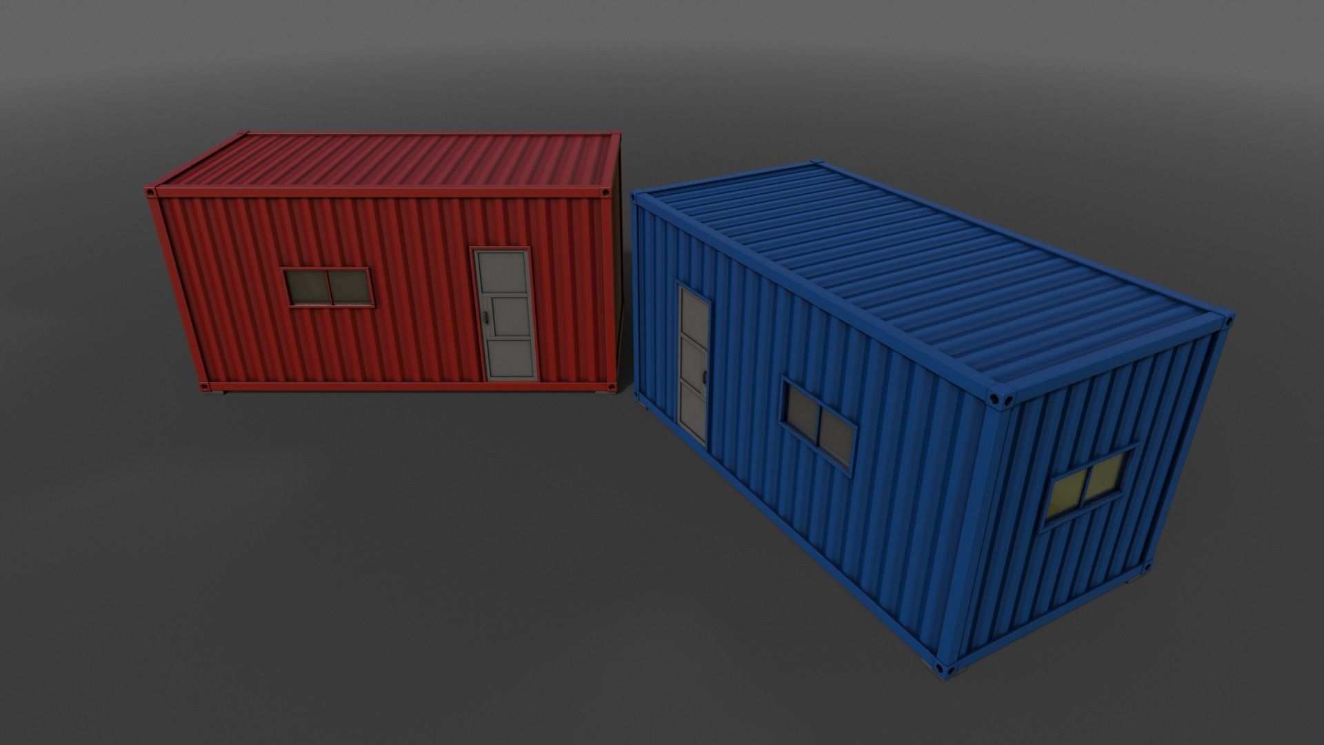 PBR Container House AA 20ft V1 Low-poly 3D model_10