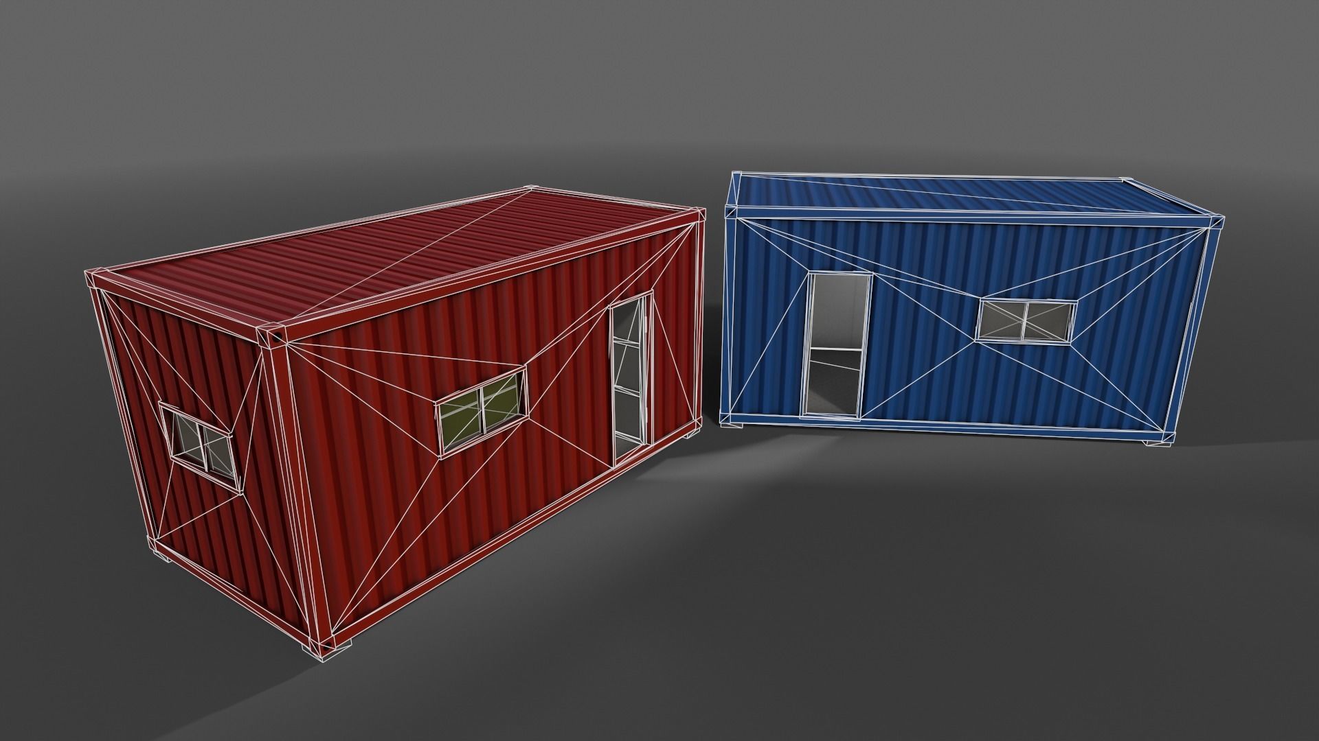 PBR Container House AA 20ft V1 Low-poly 3D model_9