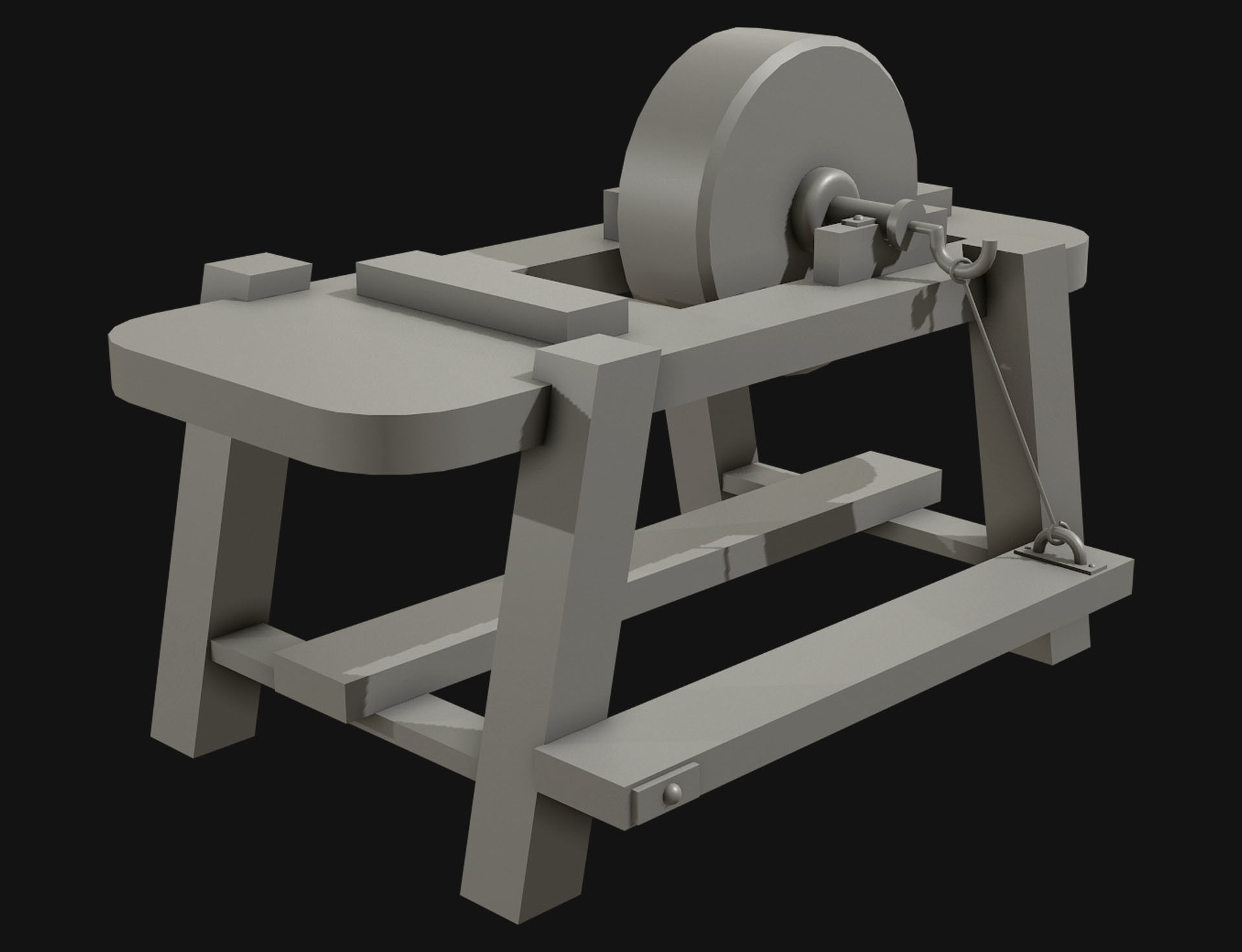 Old Grindstone 1 Low-poly 3D model_9