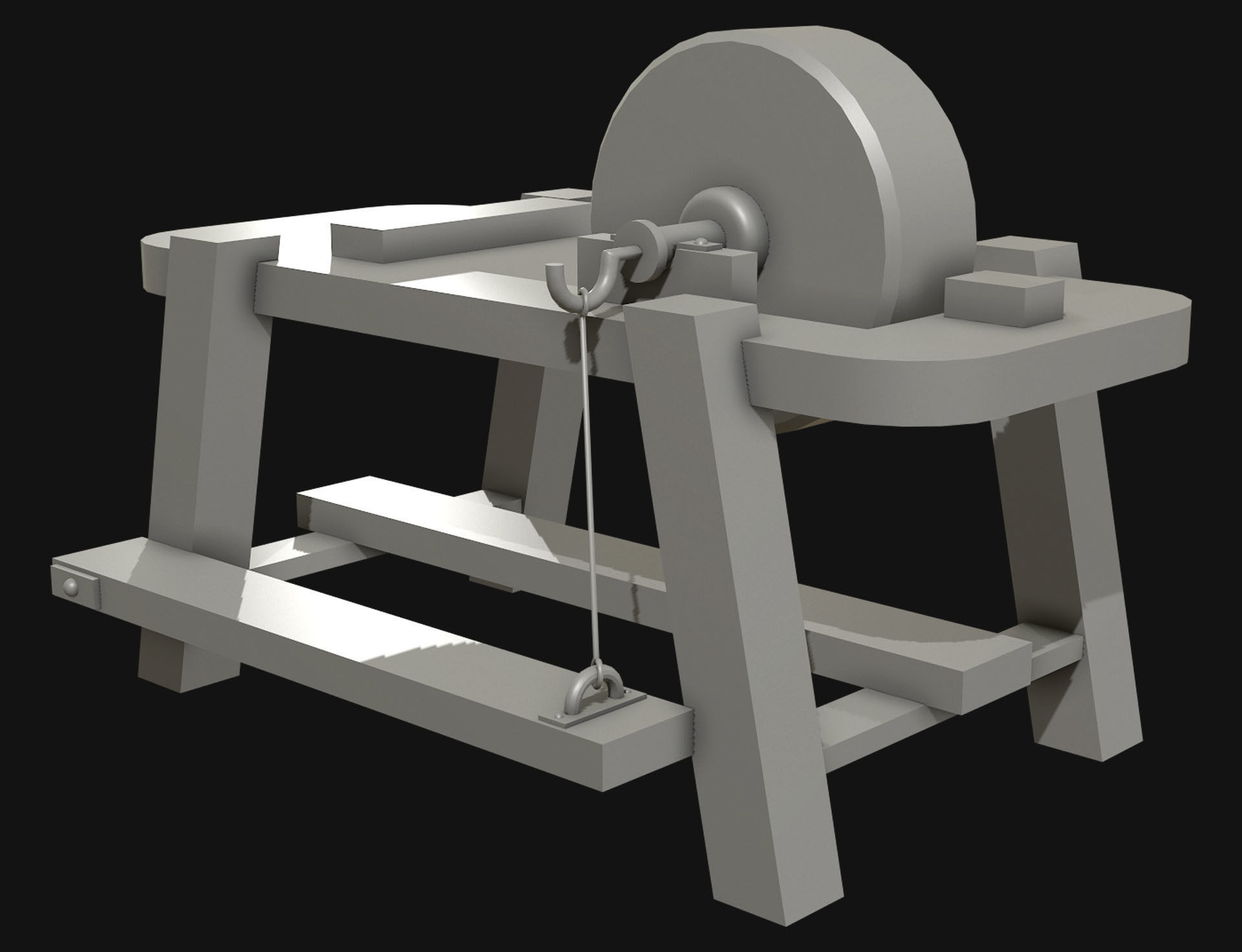 Old Grindstone 1 Low-poly 3D model_6