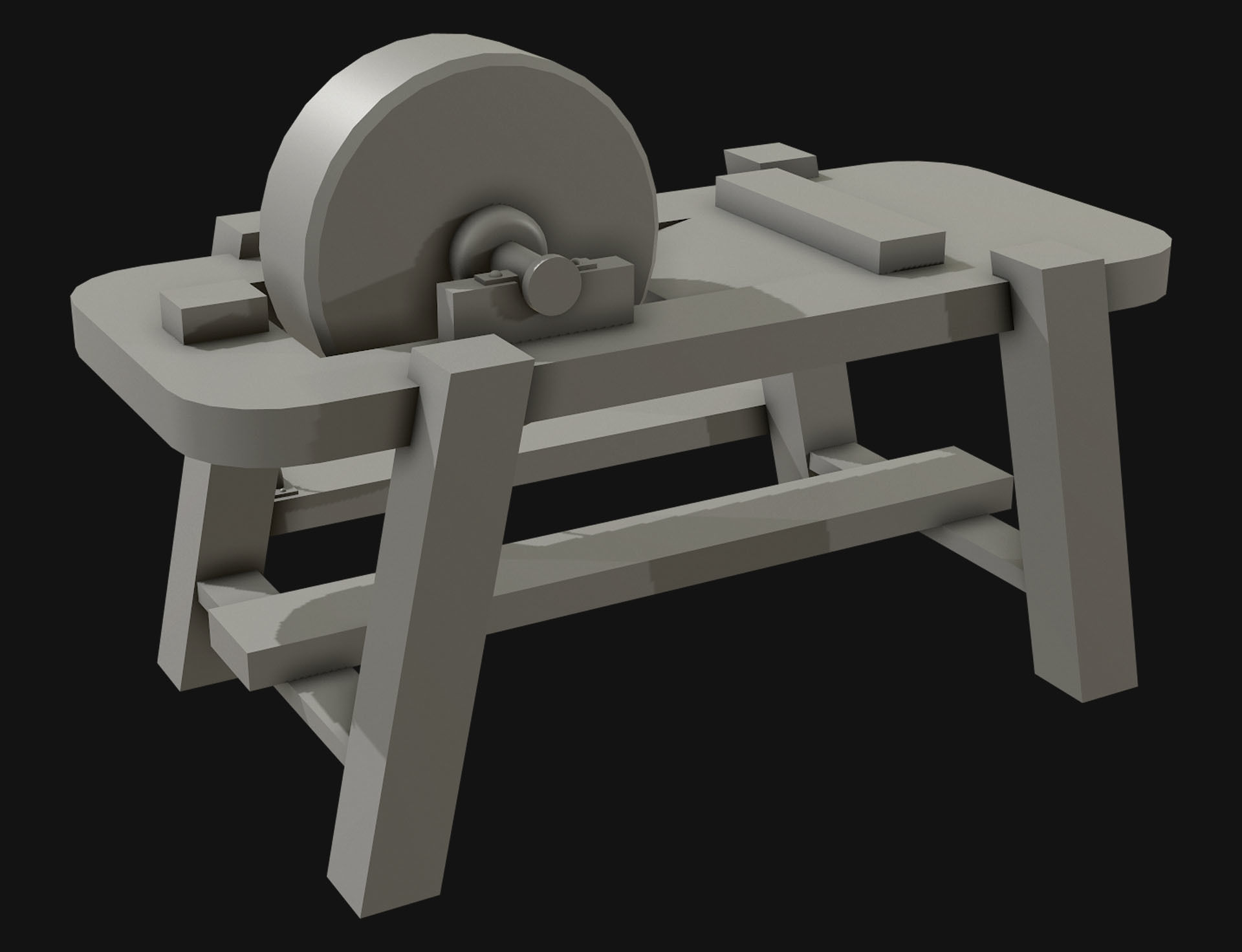 Old Grindstone 1 Low-poly 3D model_7