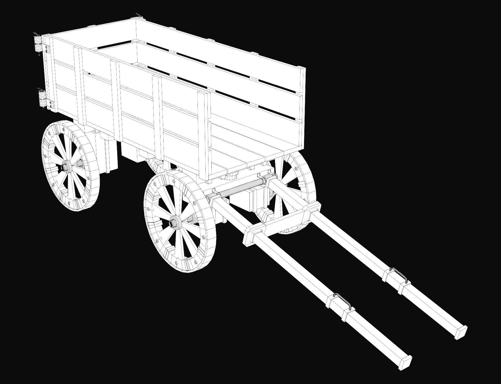 Medieval Wooden Cart 2 Low-poly 3D model_13