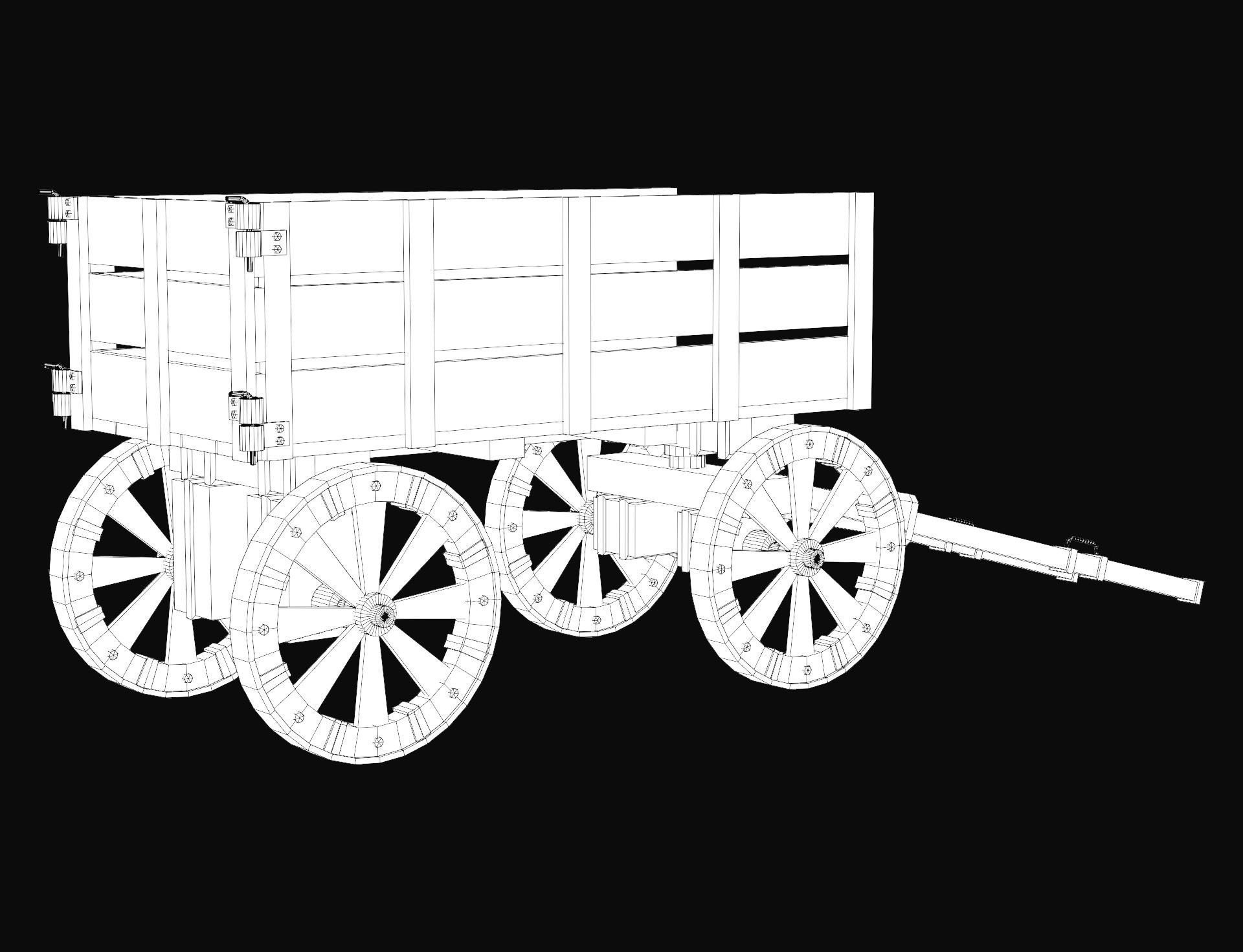 Medieval Wooden Cart 2 Low-poly 3D model_9