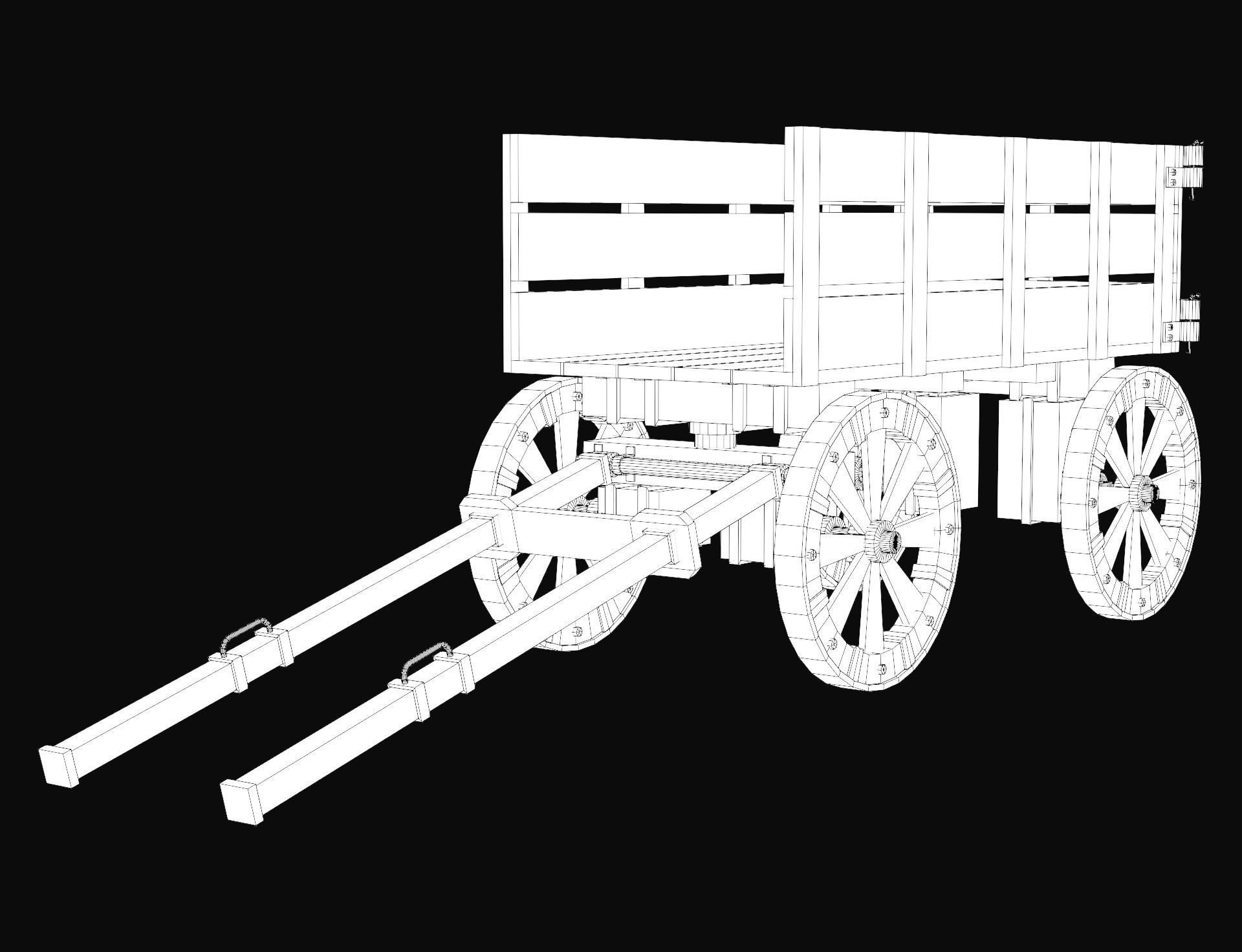 Medieval Wooden Cart 2 Low-poly 3D model_12