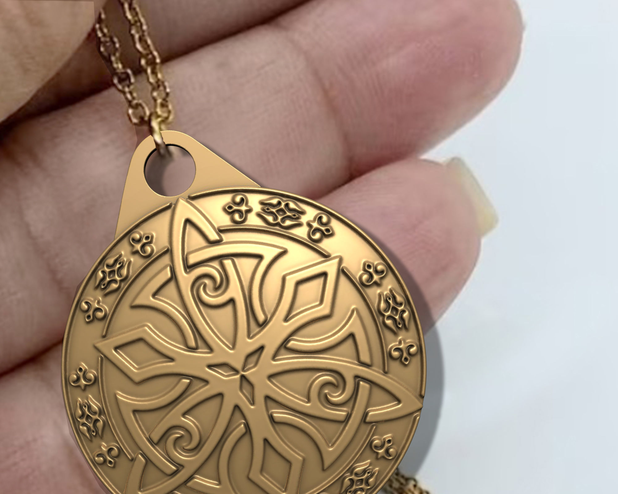 Circassian ornaments Pendant  3D print model_10