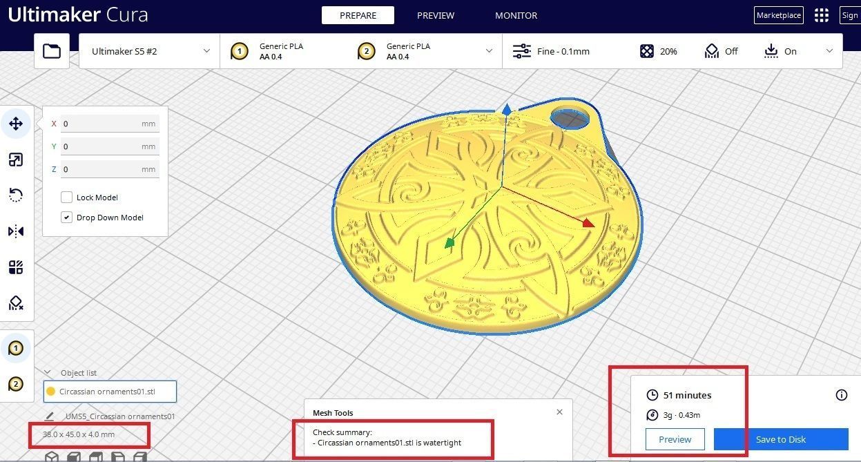 Circassian ornaments Pendant  3D print model_5