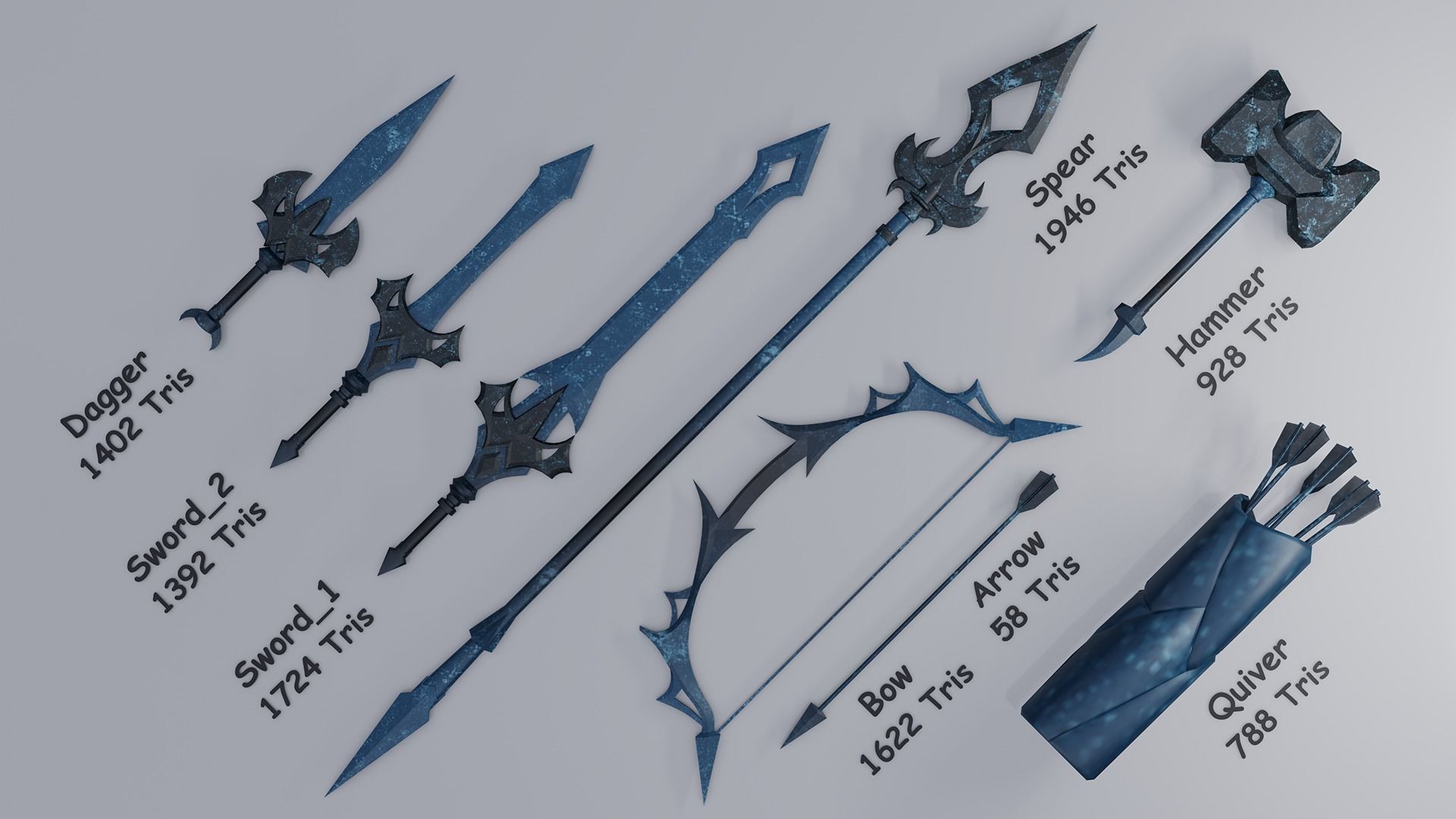 Melee Weapon Pack 01 Low-poly 3D model_2