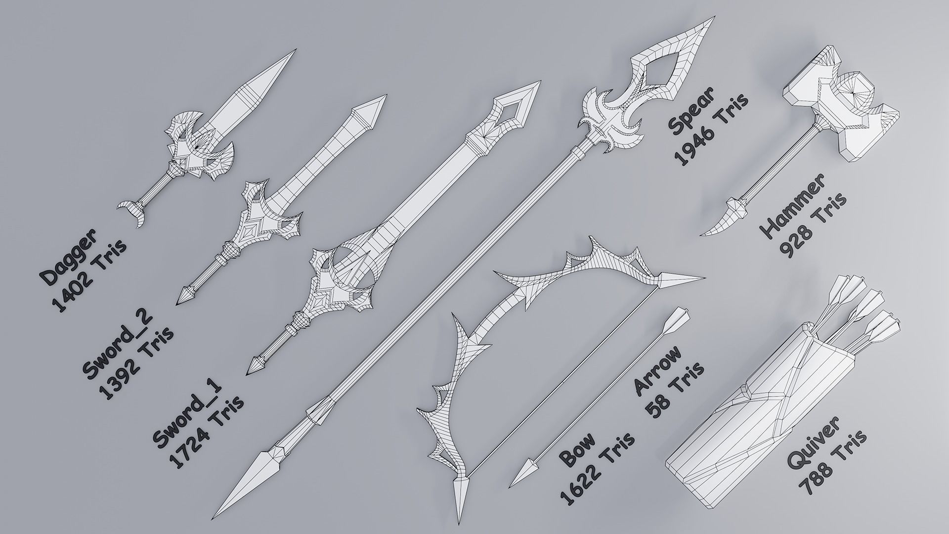 Melee Weapon Pack 01 Low-poly 3D model_5
