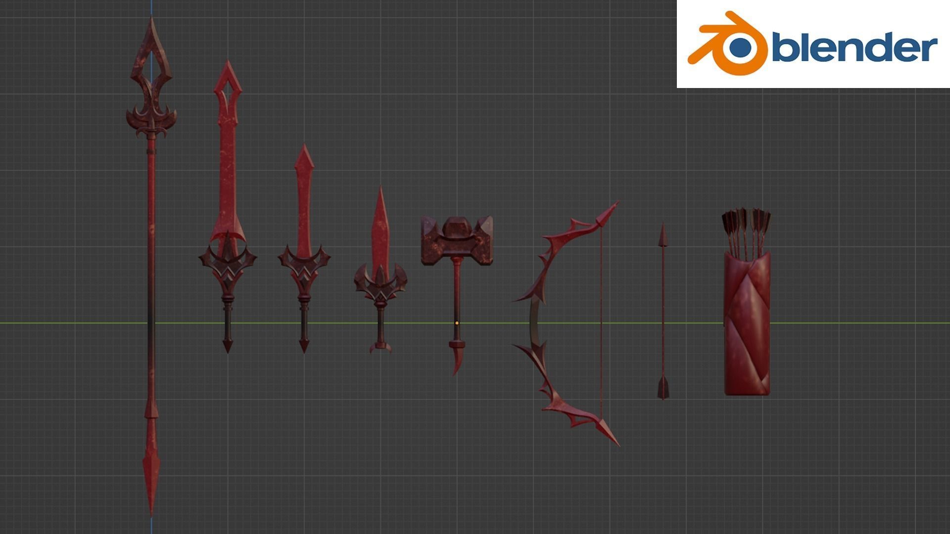 Melee Weapon Pack 01 Low-poly 3D model_6
