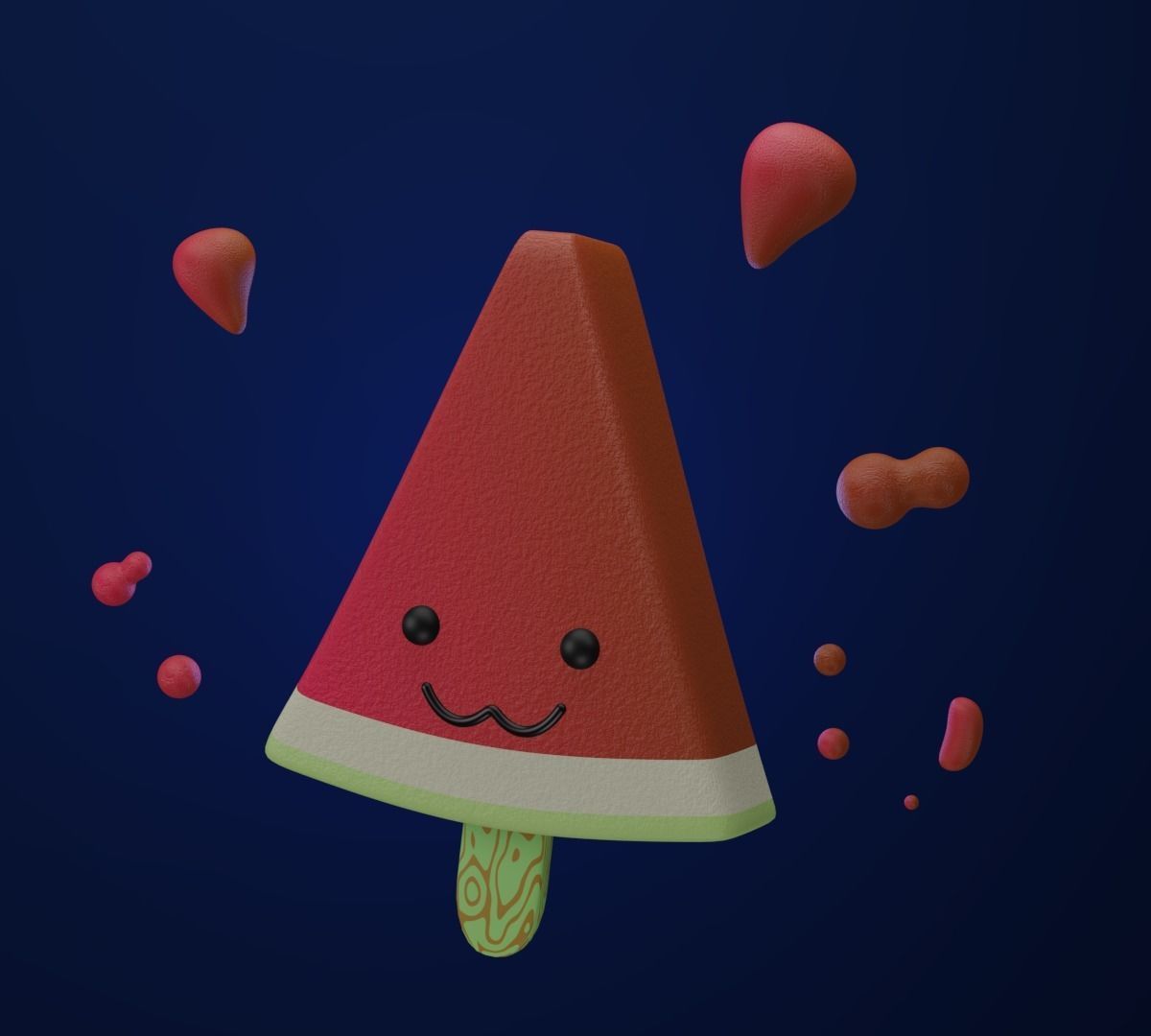 Watermelon Cream LowPoly Free low-poly 3D model_1