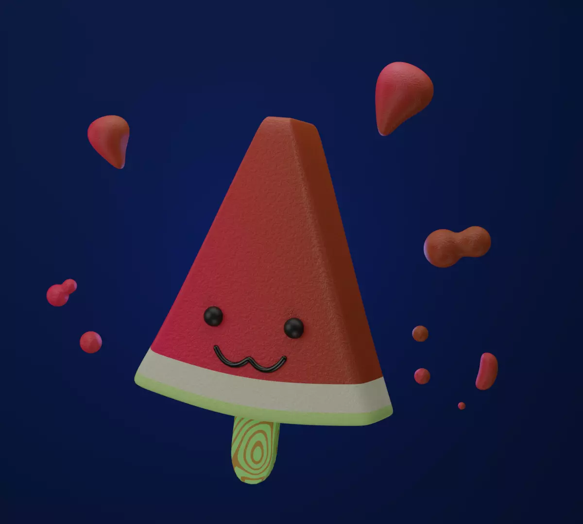 Watermelon Cream LowPoly Free low-poly 3D model_0
