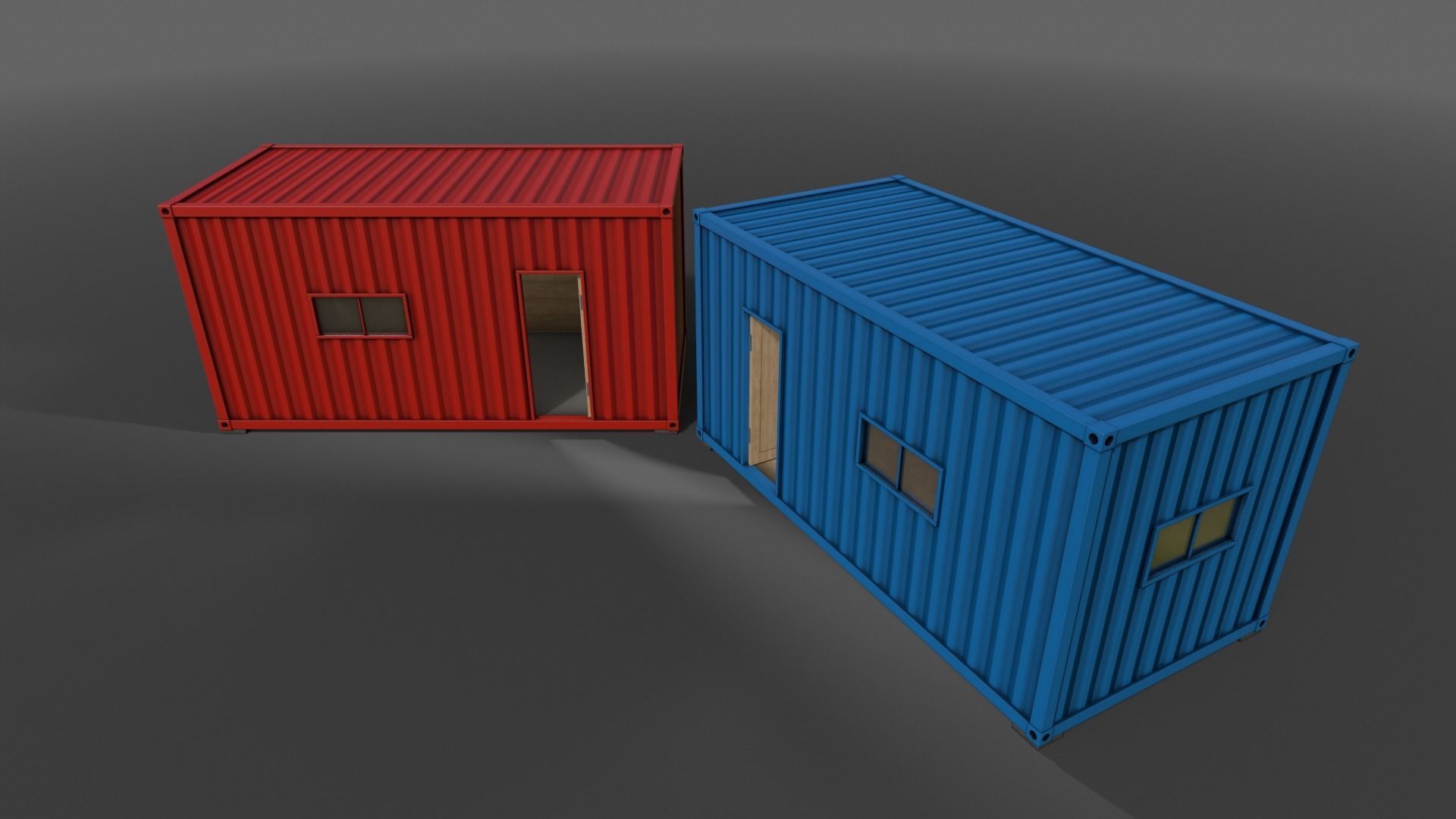 PBR Container House BA 20ft V1 Low-poly 3D model_11