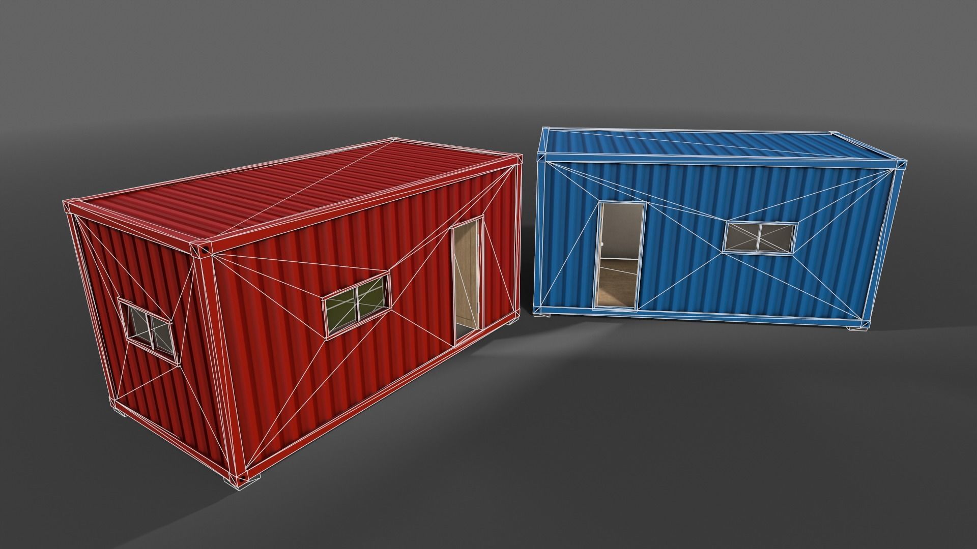 PBR Container House BA 20ft V1 Low-poly 3D model_9