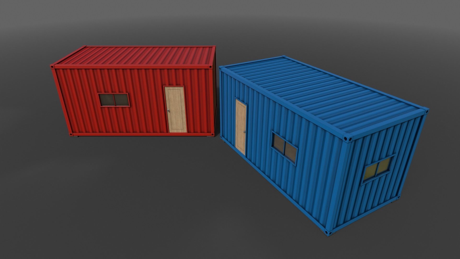 PBR Container House BA 20ft V1 Low-poly 3D model_10