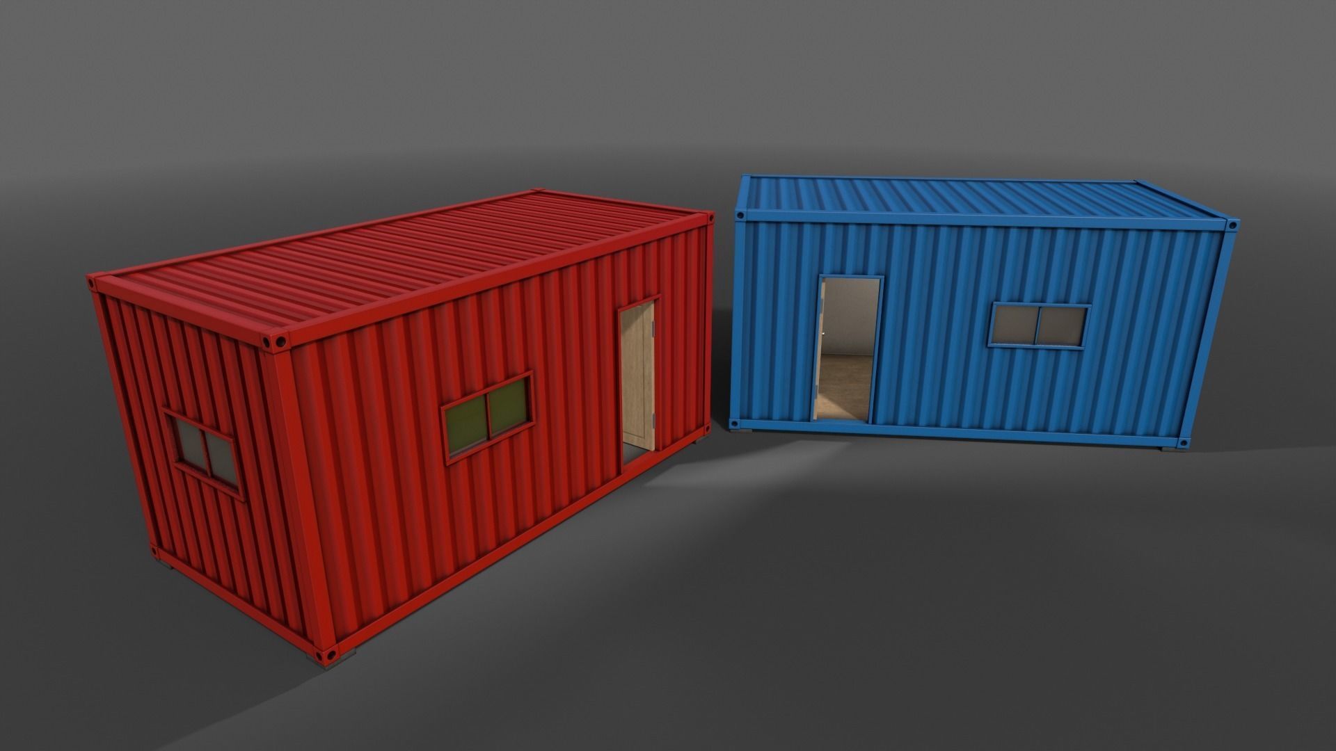 PBR Container House BA 20ft V1 Low-poly 3D model_8