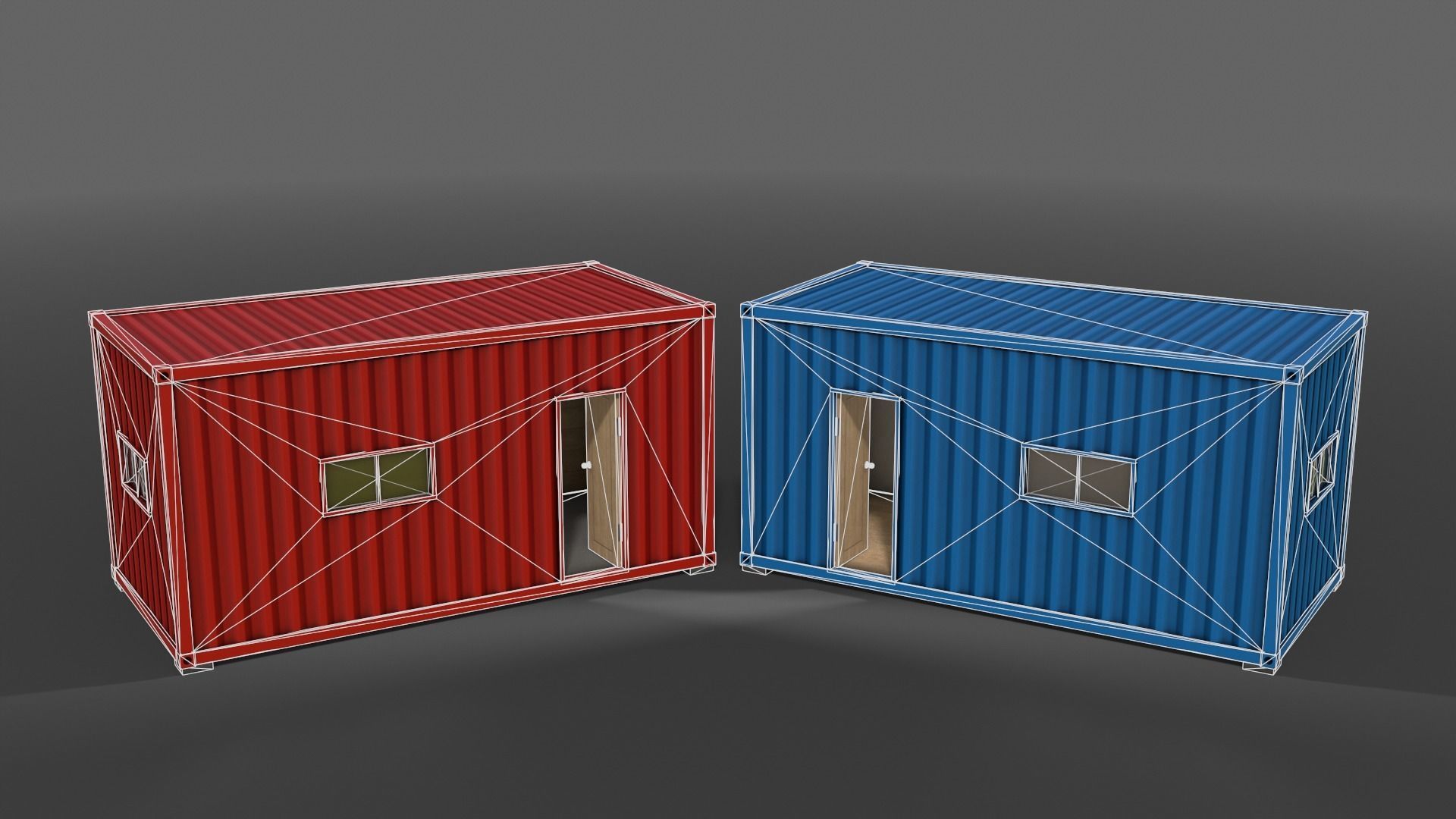 PBR Container House BA 20ft V1 Low-poly 3D model_6