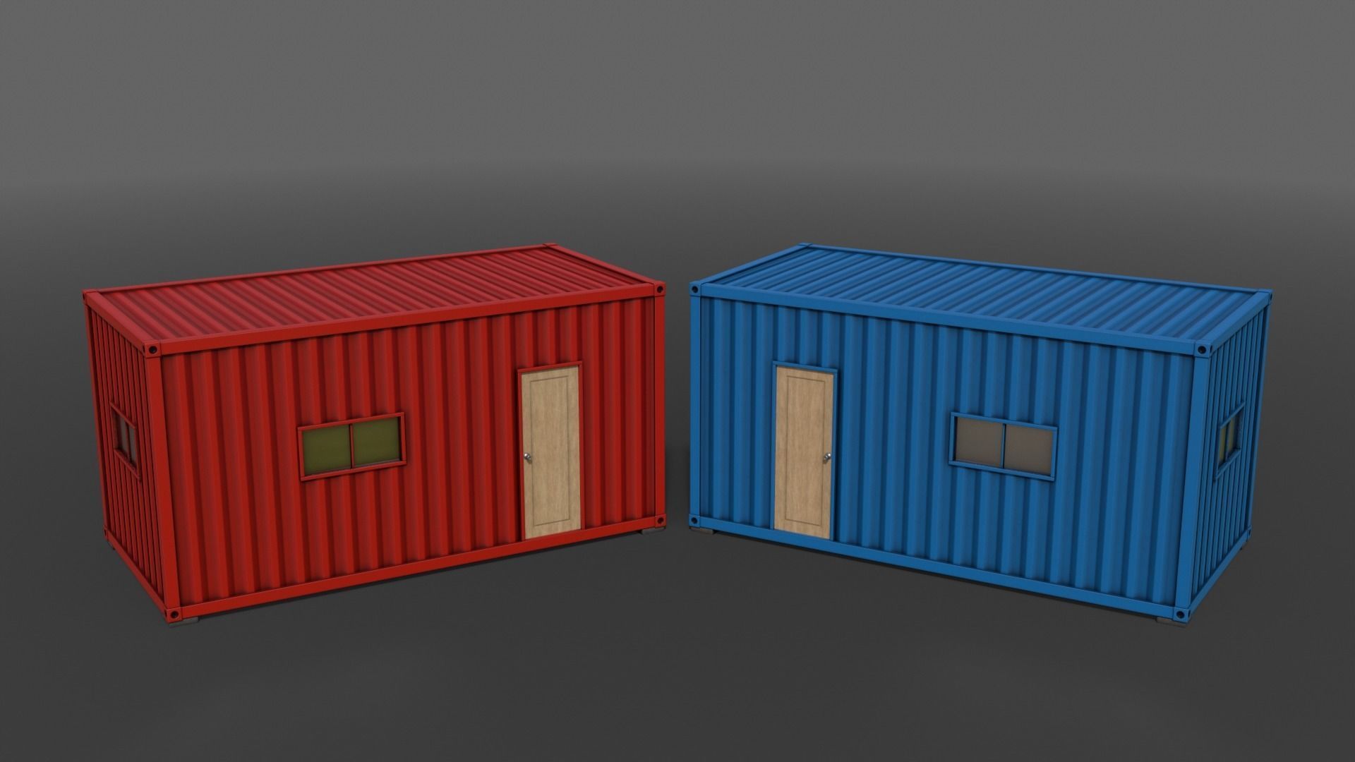 PBR Container House BA 20ft V1 Low-poly 3D model_4