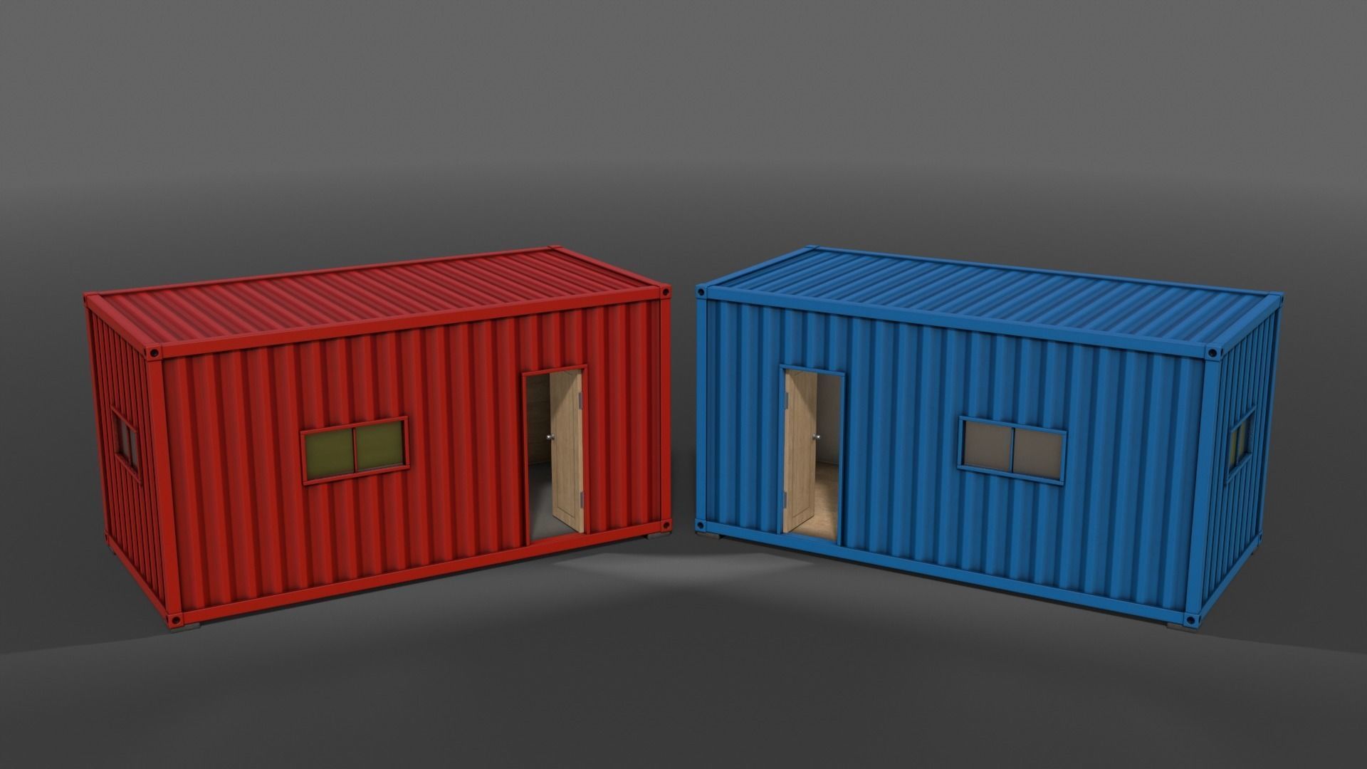 PBR Container House BA 20ft V1 Low-poly 3D model_5