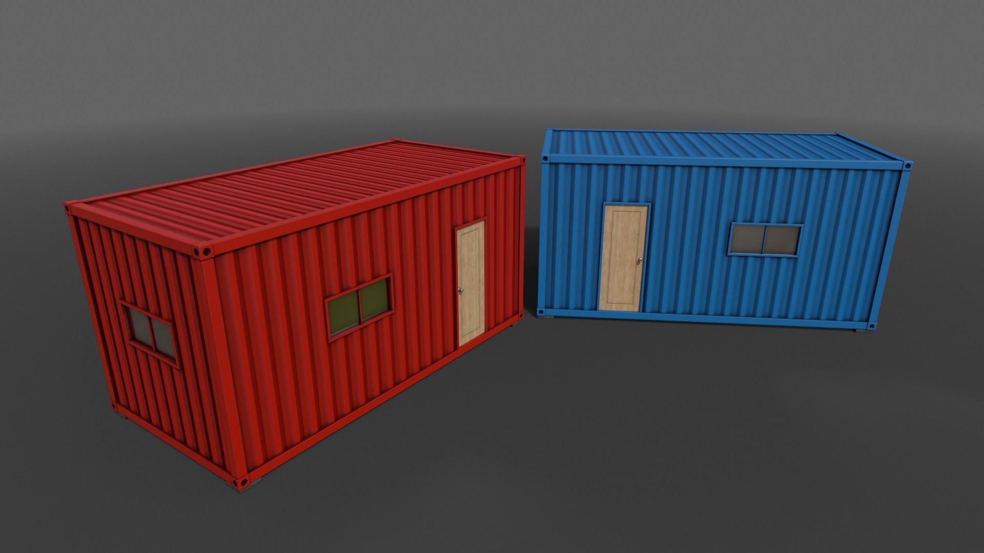 PBR Container House BA 20ft V1 Low-poly 3D model_7