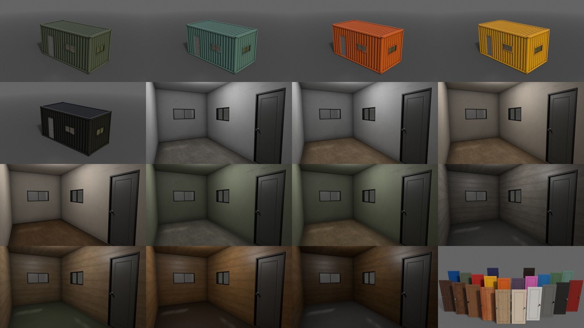 PBR Container House BA 20ft V1 Low-poly 3D model_3