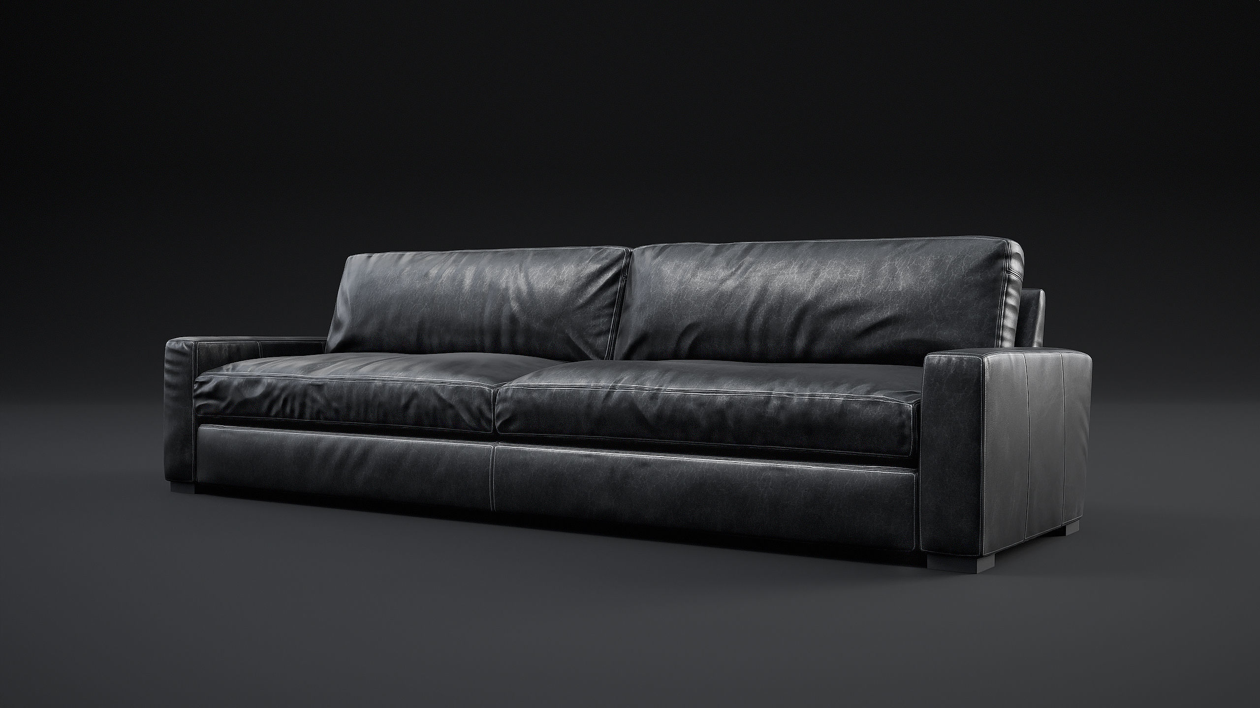 10 Maxwell Black Leather Sofa 3D model_2