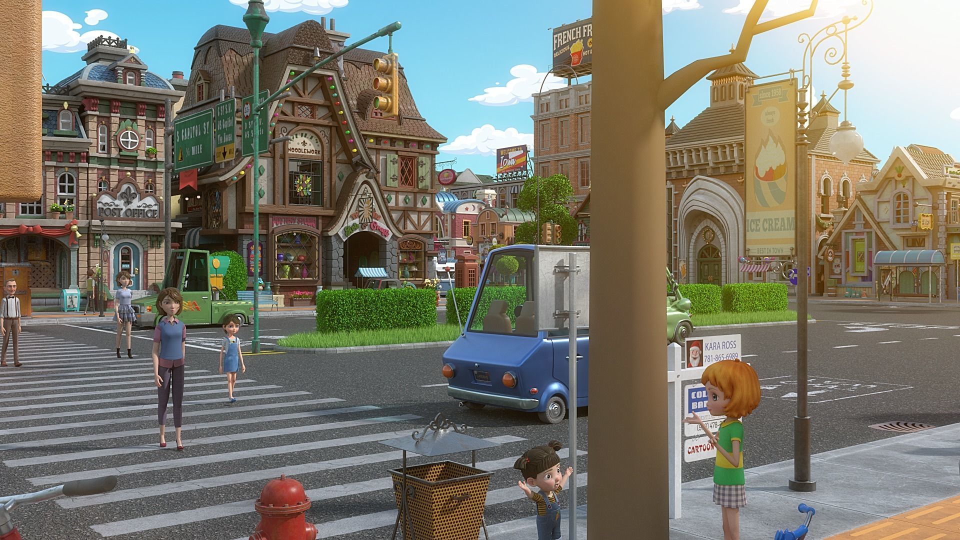 Cartoon City Street Scene V3 3D model_16