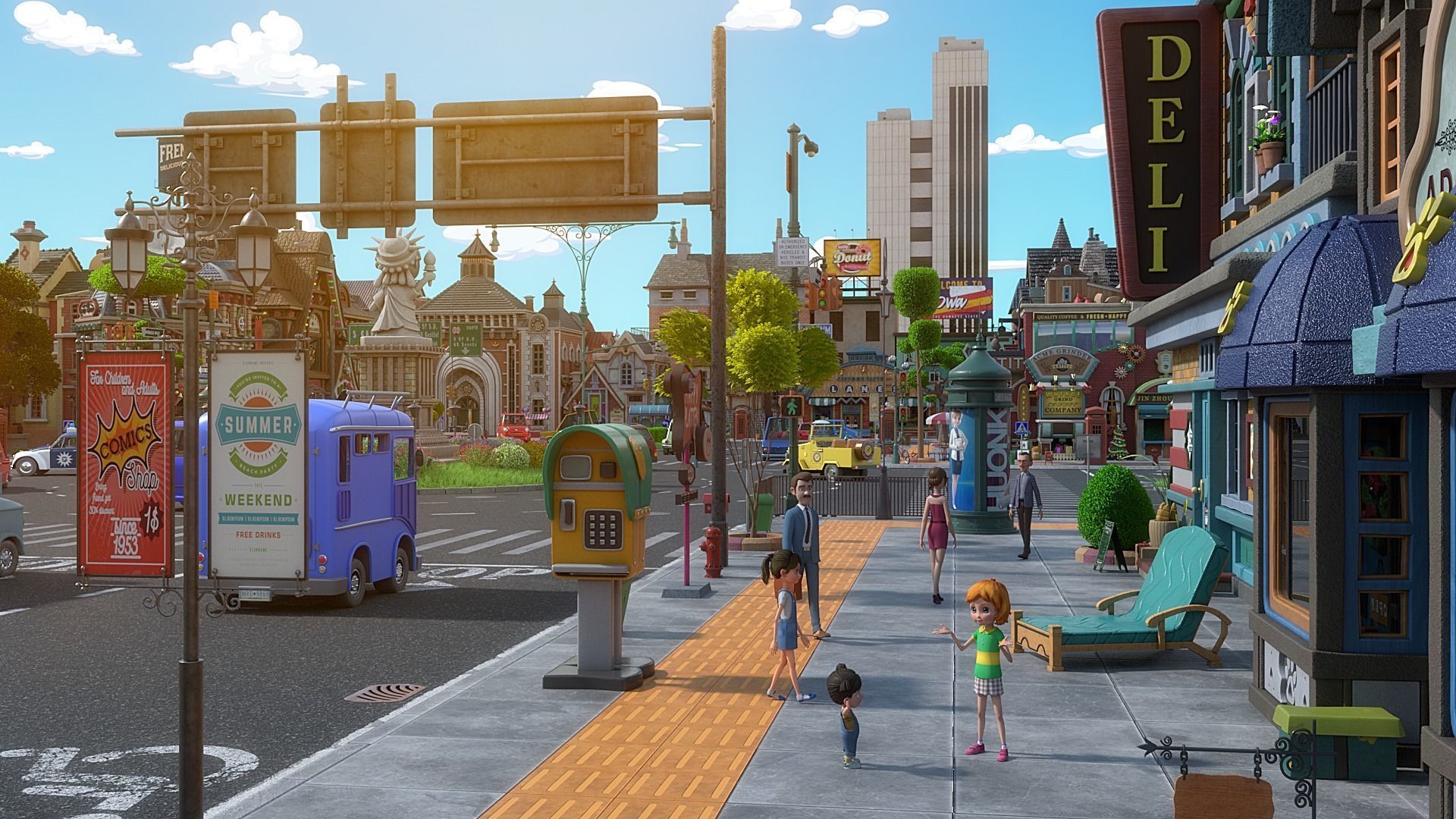 Cartoon City Street Scene V3 3D model_24