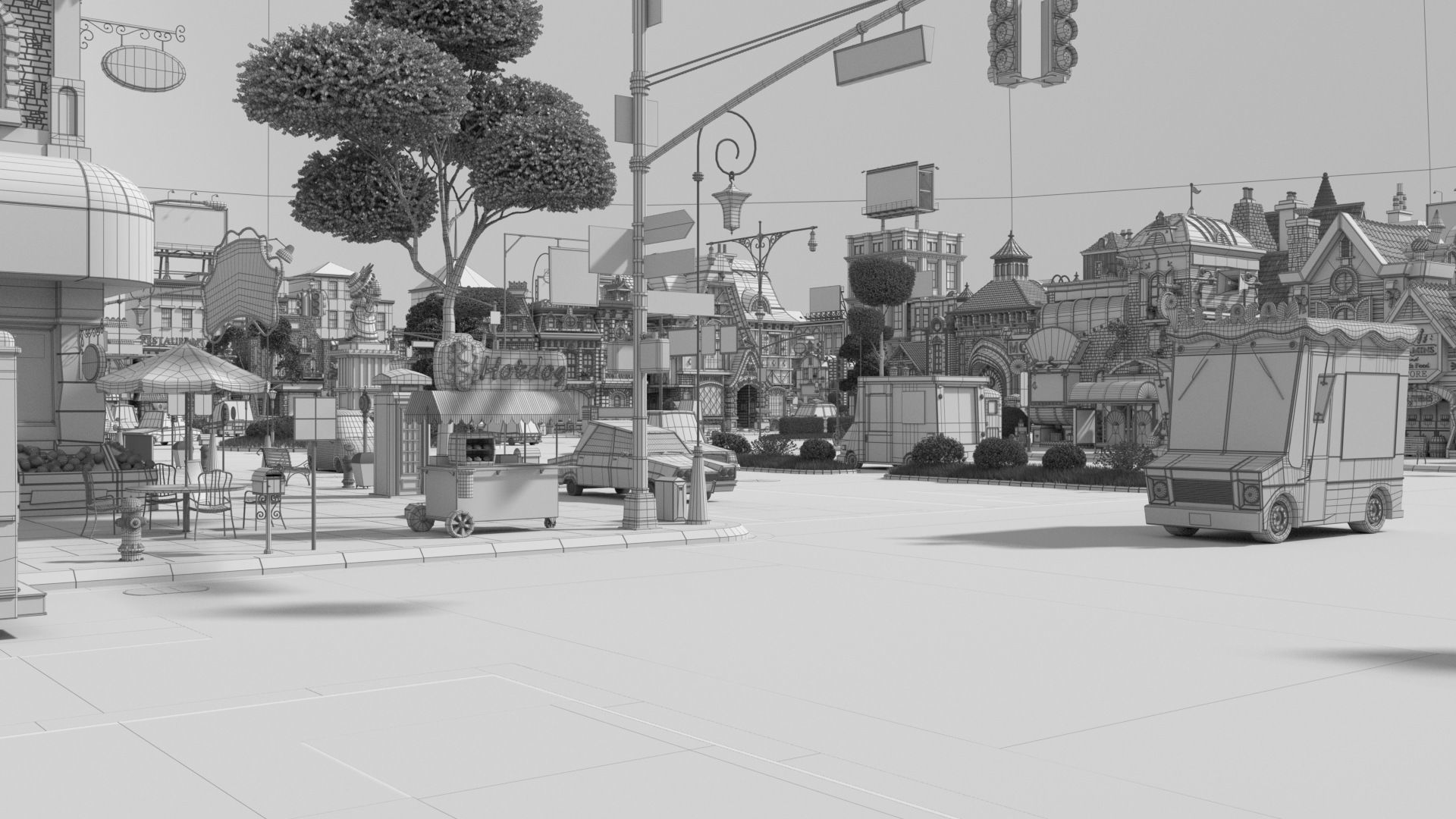 Cartoon City Street Scene V3 3D model_57