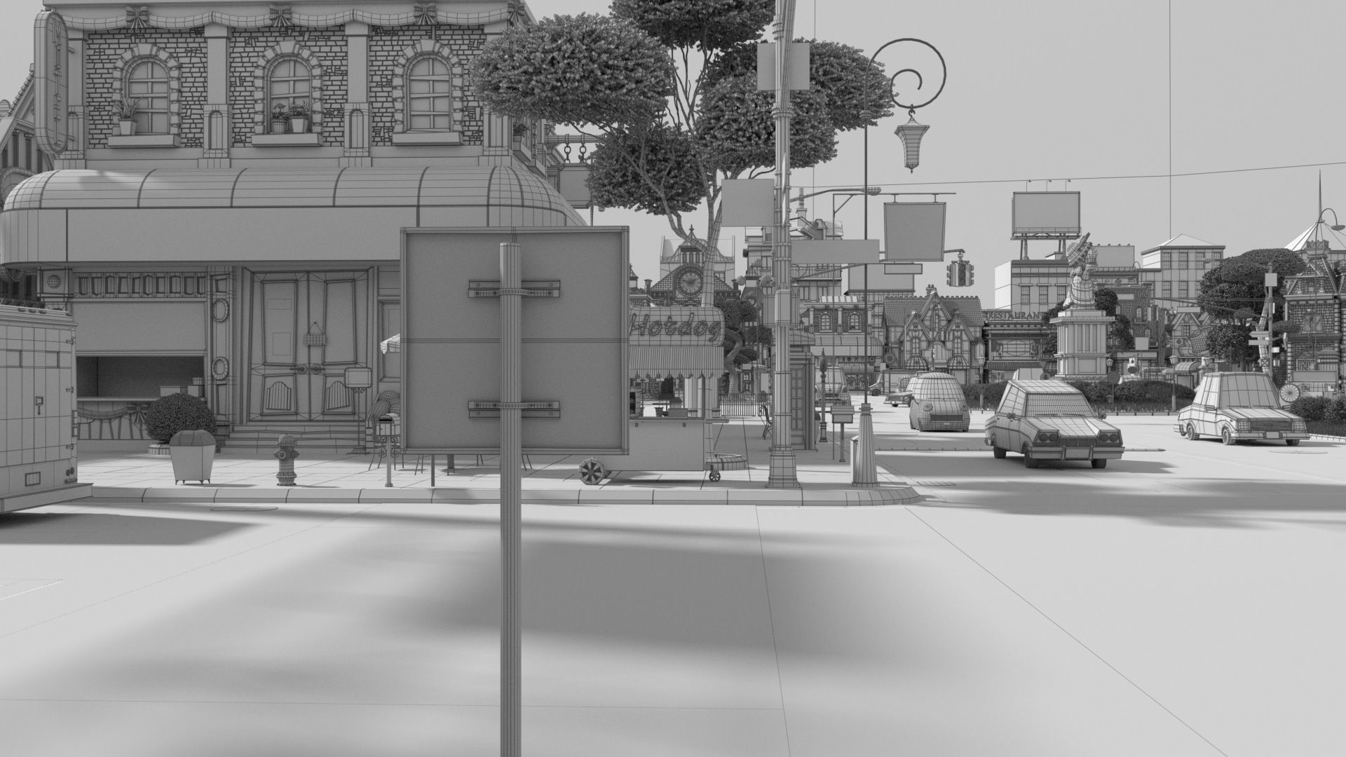 Cartoon City Street Scene V3 3D model_96