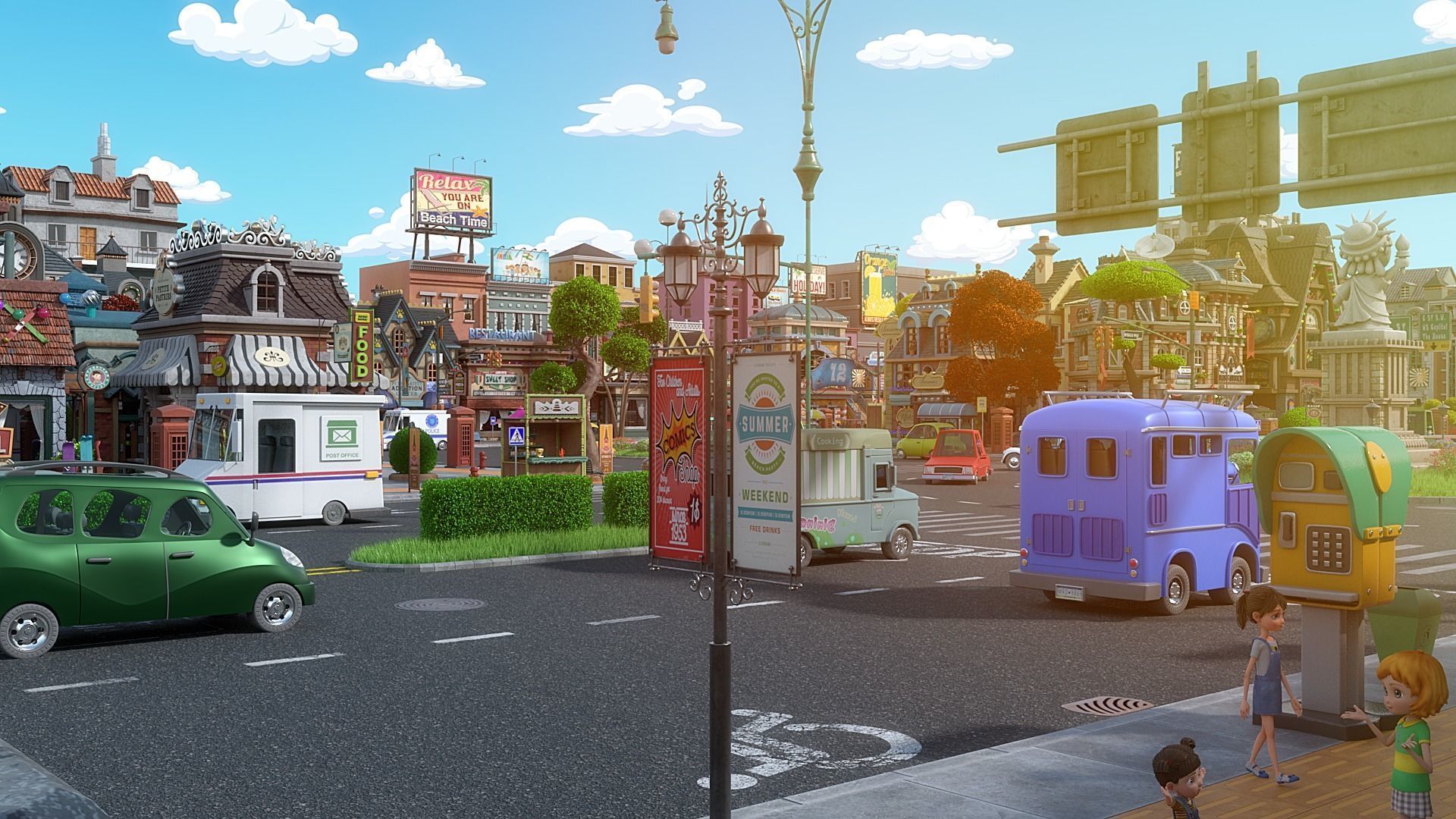 Cartoon City Street Scene V3 3D model_25