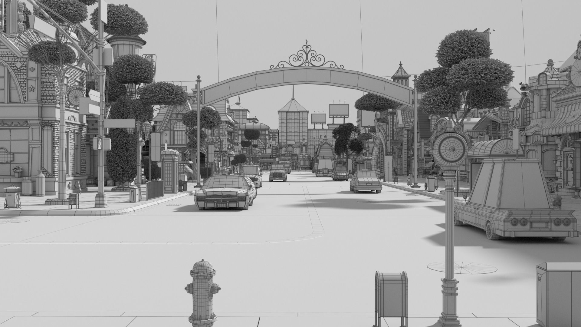 Cartoon City Street Scene V3 3D model_51