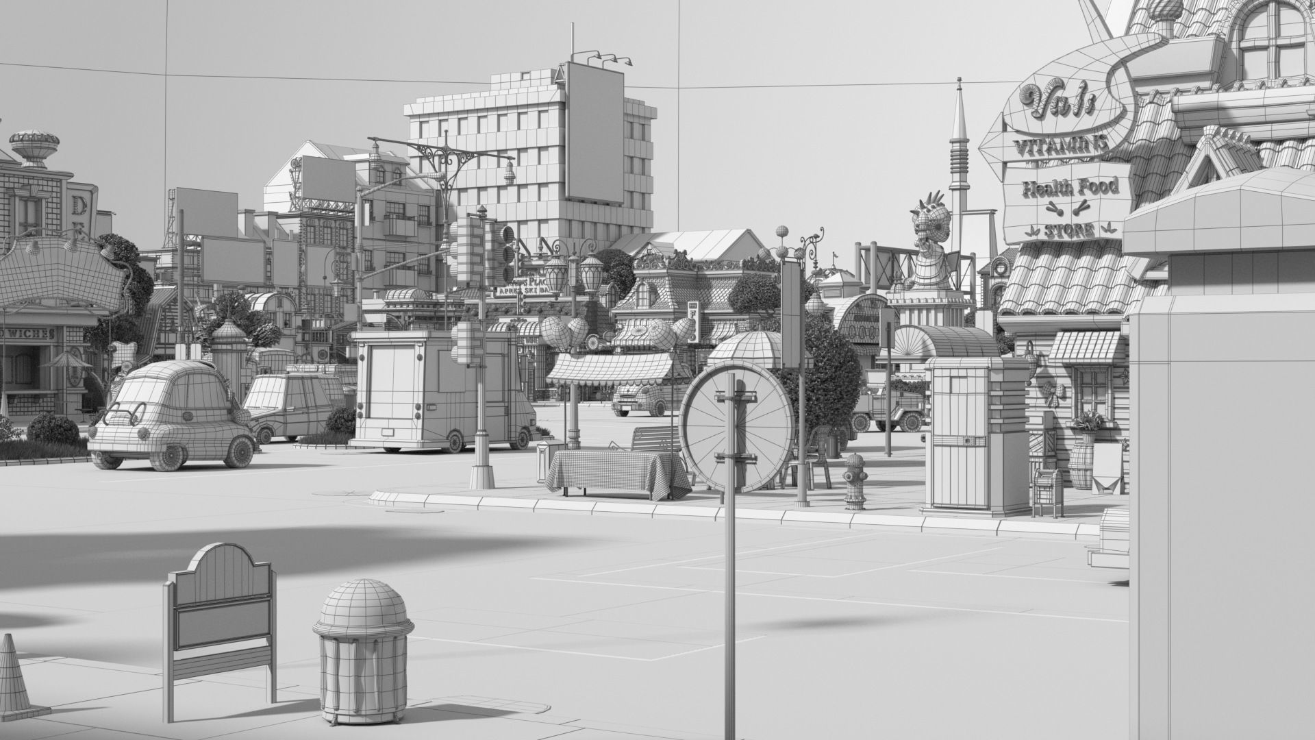 Cartoon City Street Scene V3 3D model_97