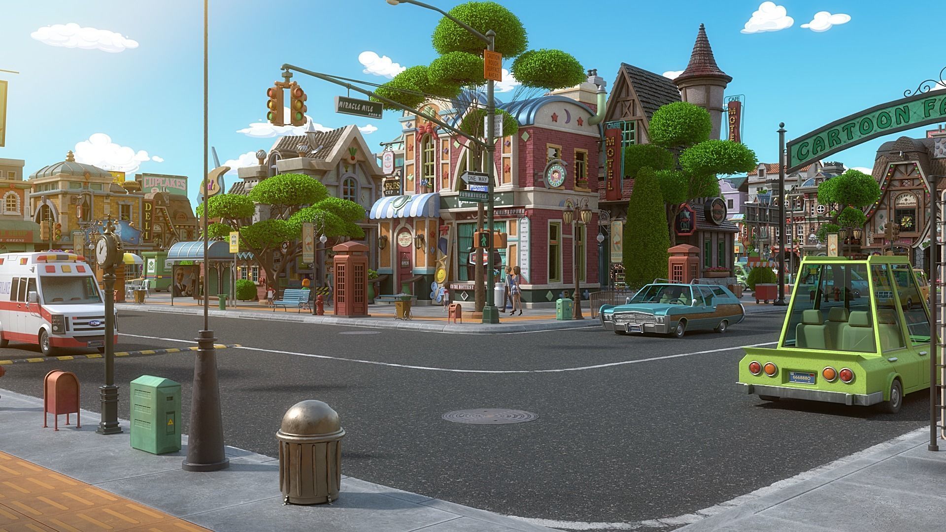 Cartoon City Street Scene V3 3D model_33
