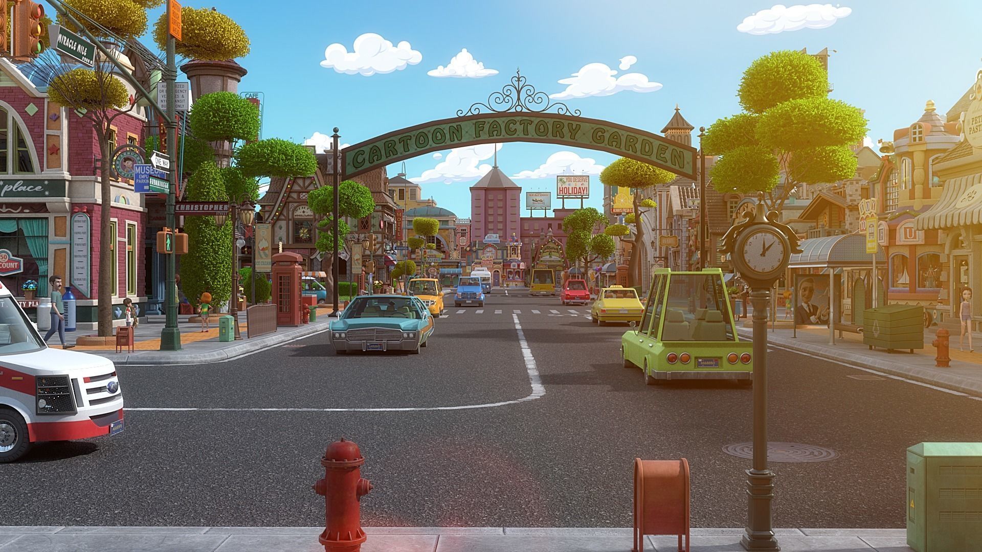 Cartoon City Street Scene V3 3D model_19