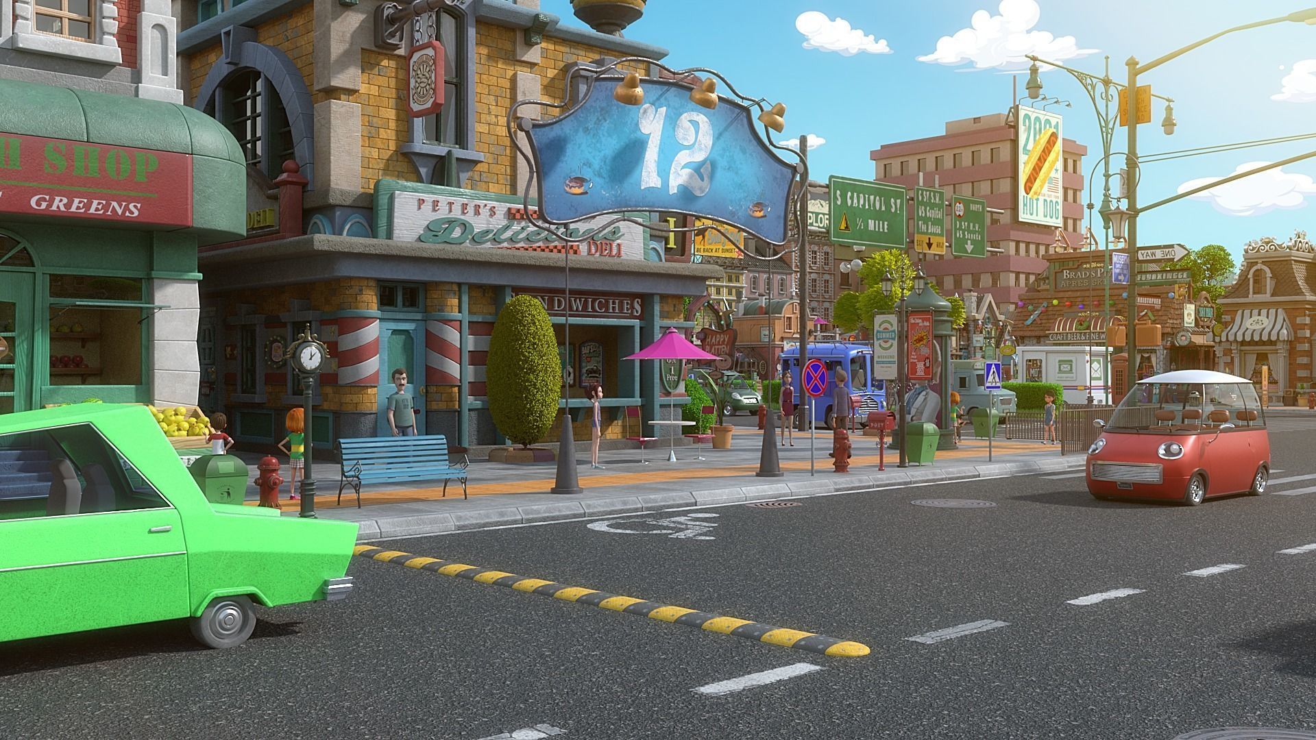 Cartoon City Street Scene V3 3D model_31