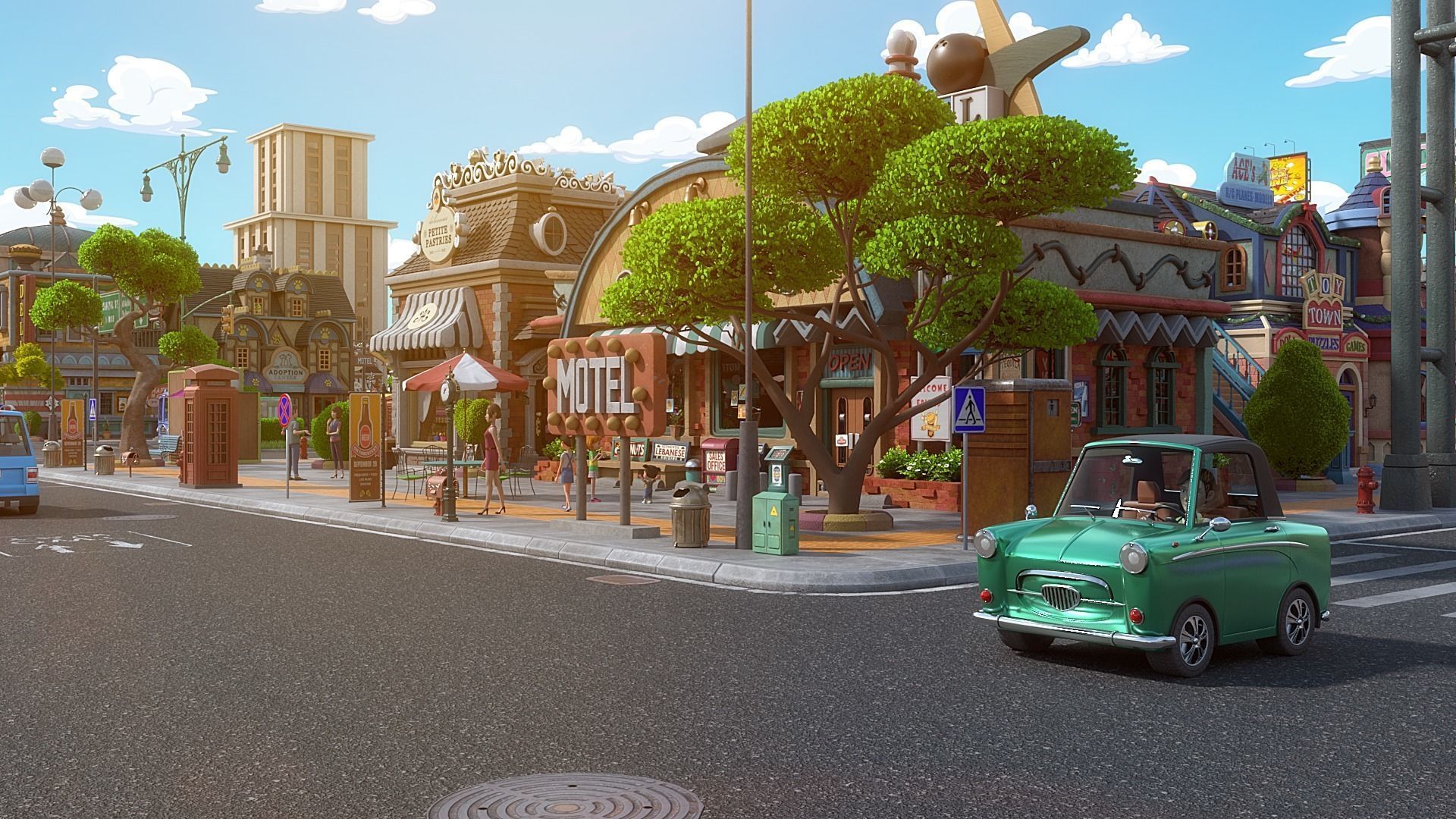 Cartoon City Street Scene V3 3D model_34
