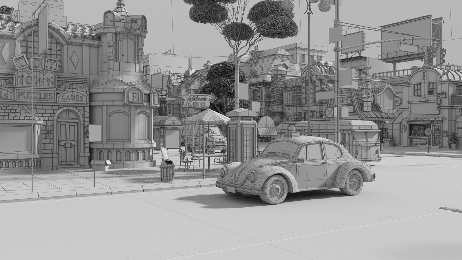 Cartoon City Street Scene V3 3D model_91