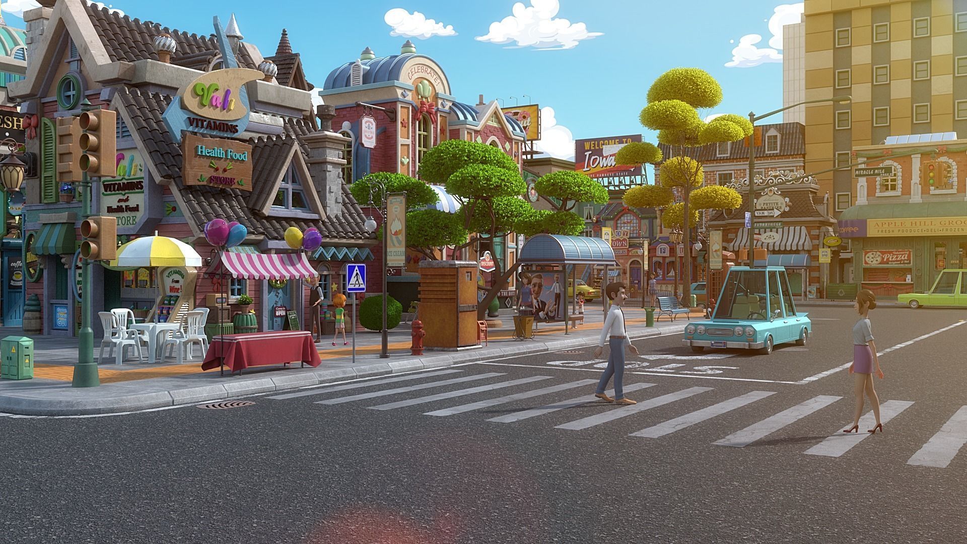 Cartoon City Street Scene V3 3D model_37