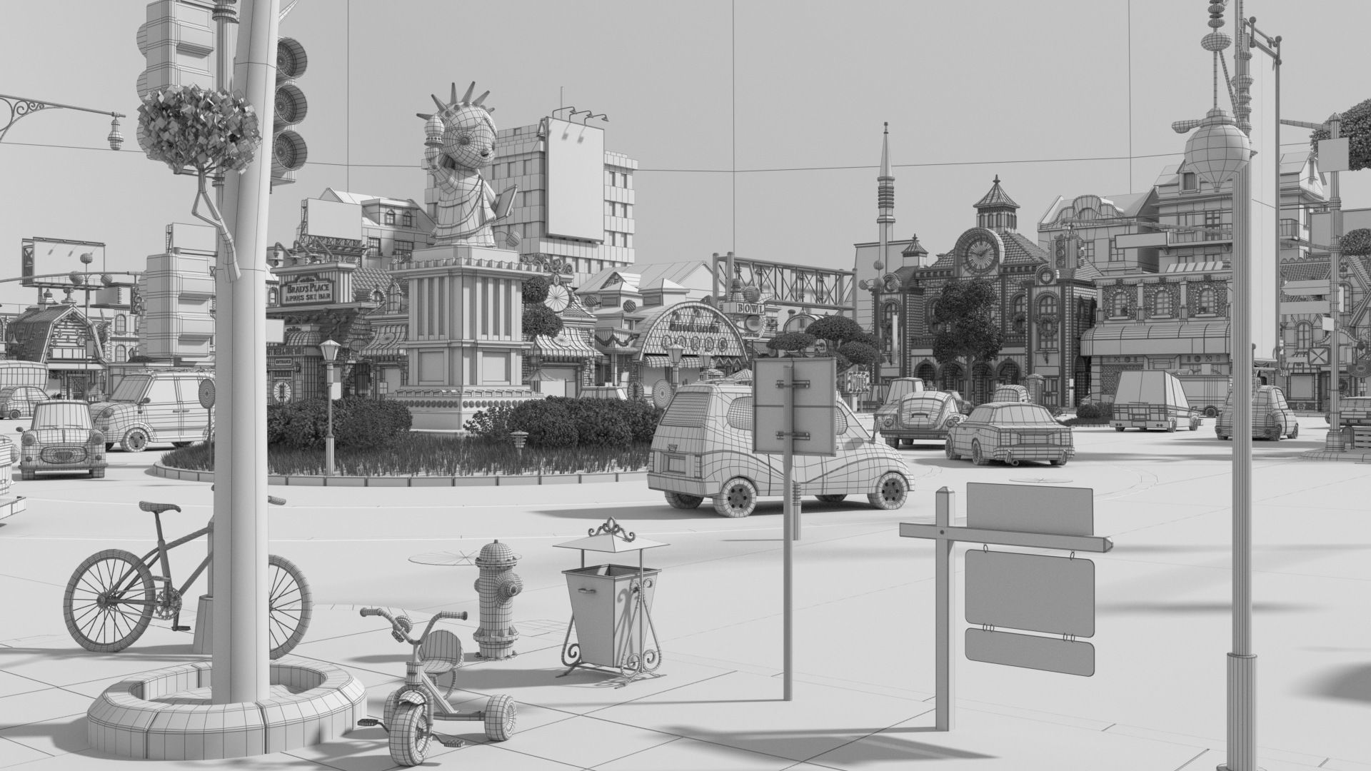 Cartoon City Street Scene V3 3D model_63