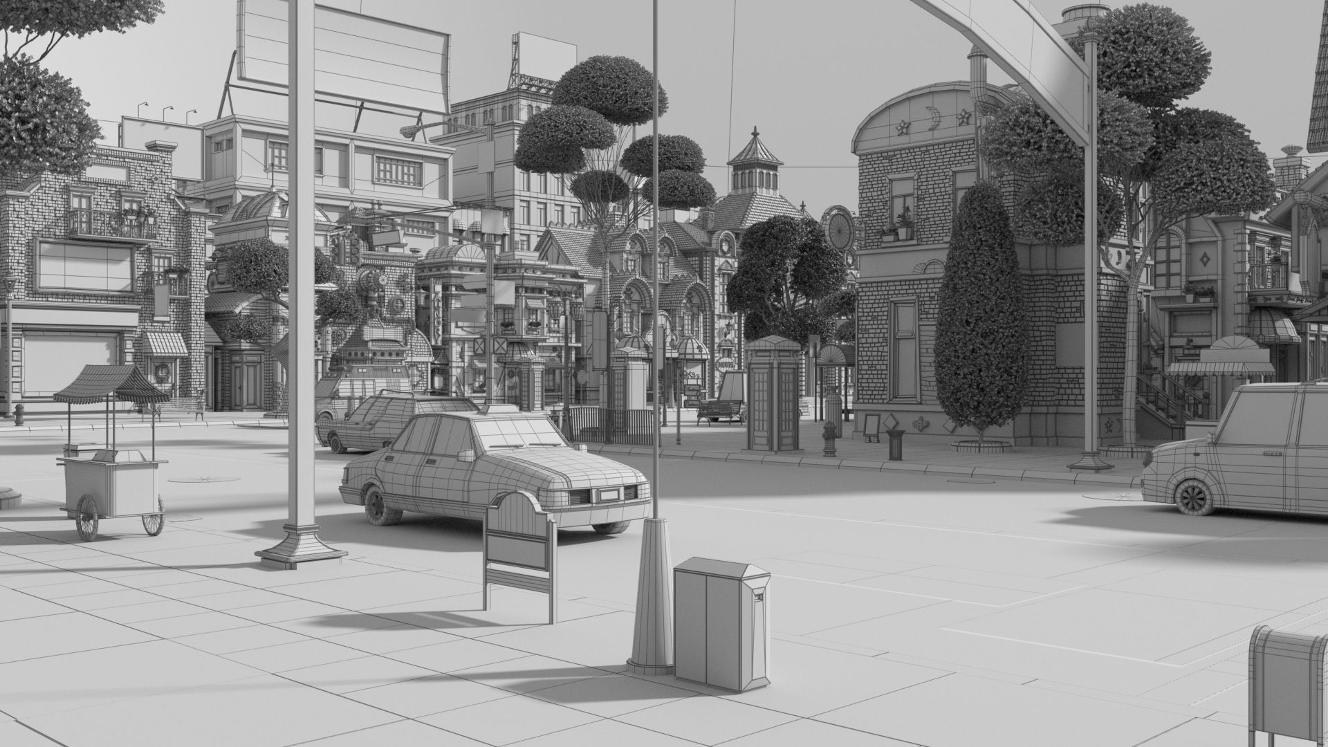 Cartoon City Street Scene V3 3D model_88