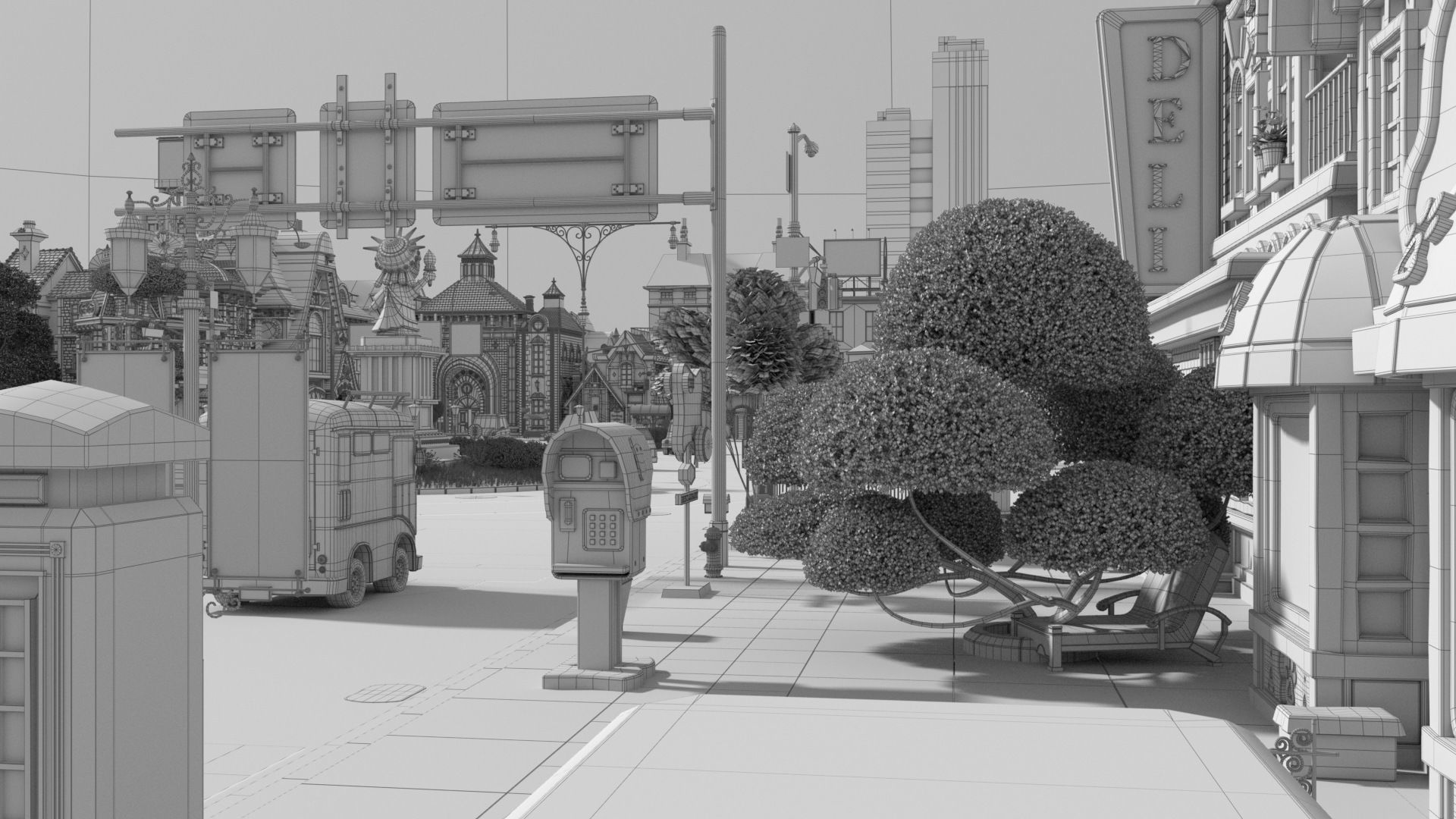 Cartoon City Street Scene V3 3D model_77