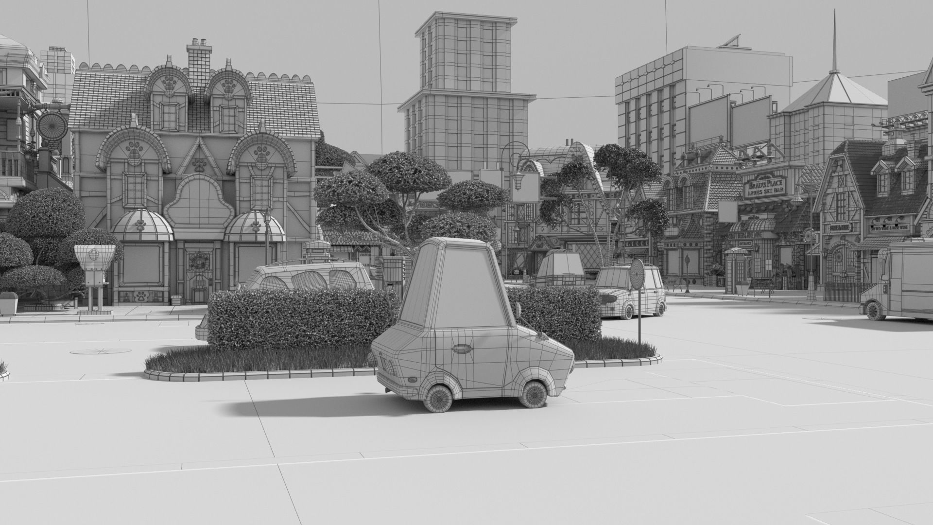 Cartoon City Street Scene V3 3D model_95